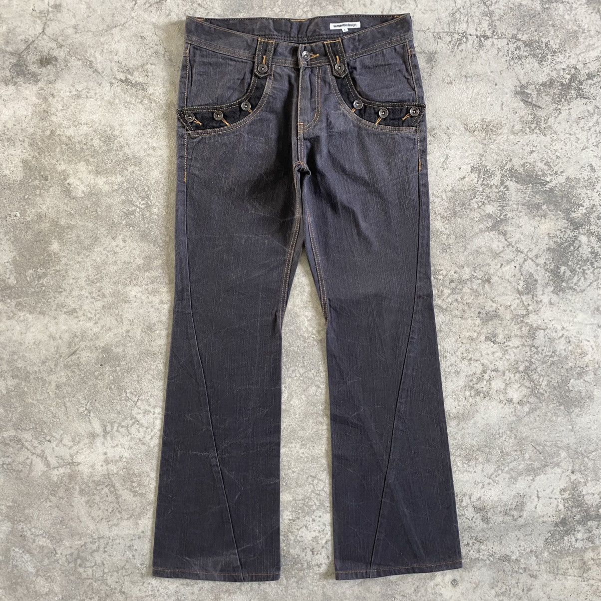 image of Semantic Design Japan Spiral Cut Flared Denim Jeans in Black, Men's (Size 31)