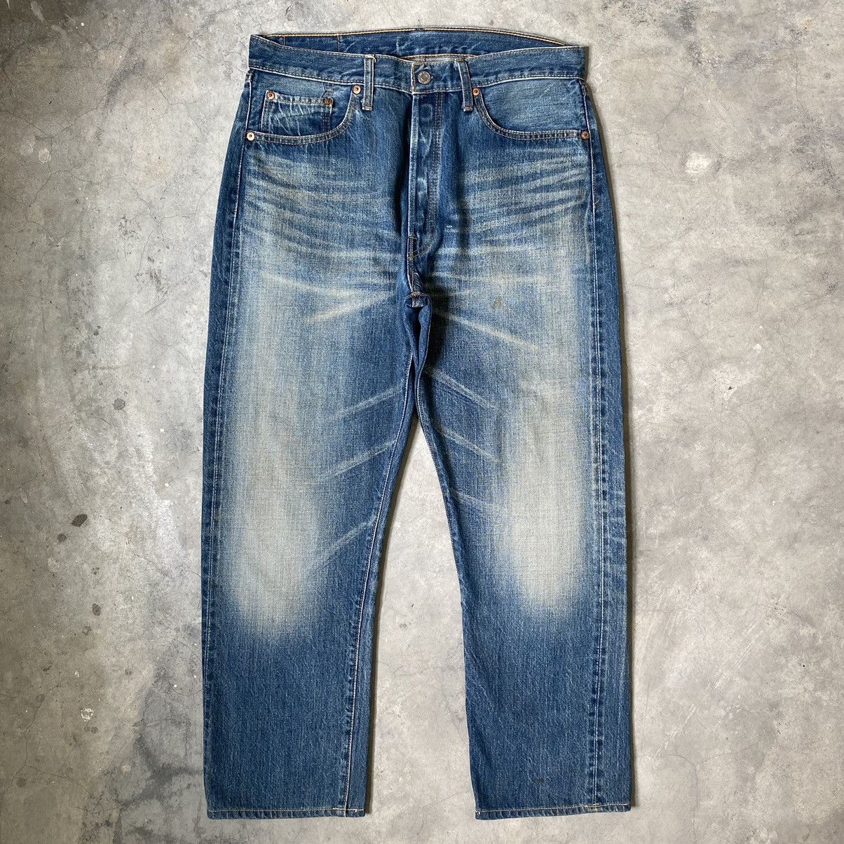 Vintage Sugarcane Fade Blue Selvedge Denim Jeans