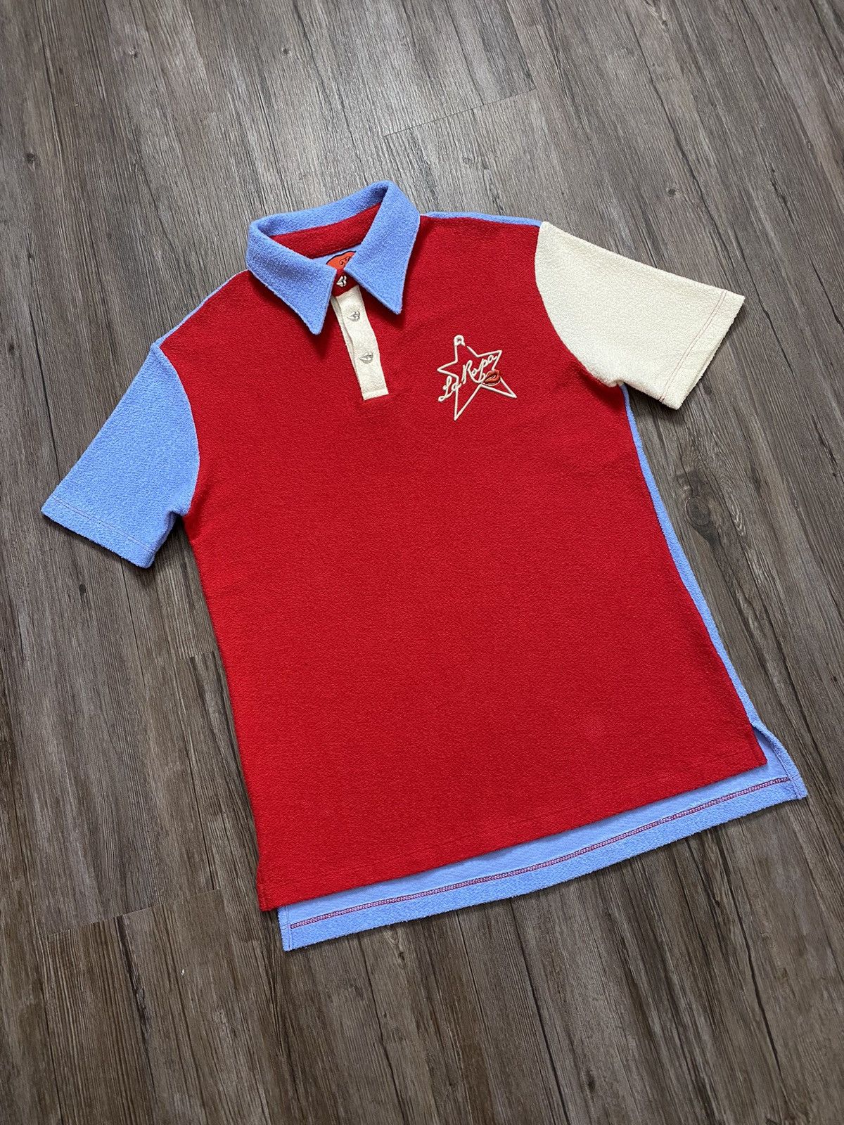 image of Laropa La Ropafrench Terry Polo Size Xs in Red/Light Blue/Cream, Men's