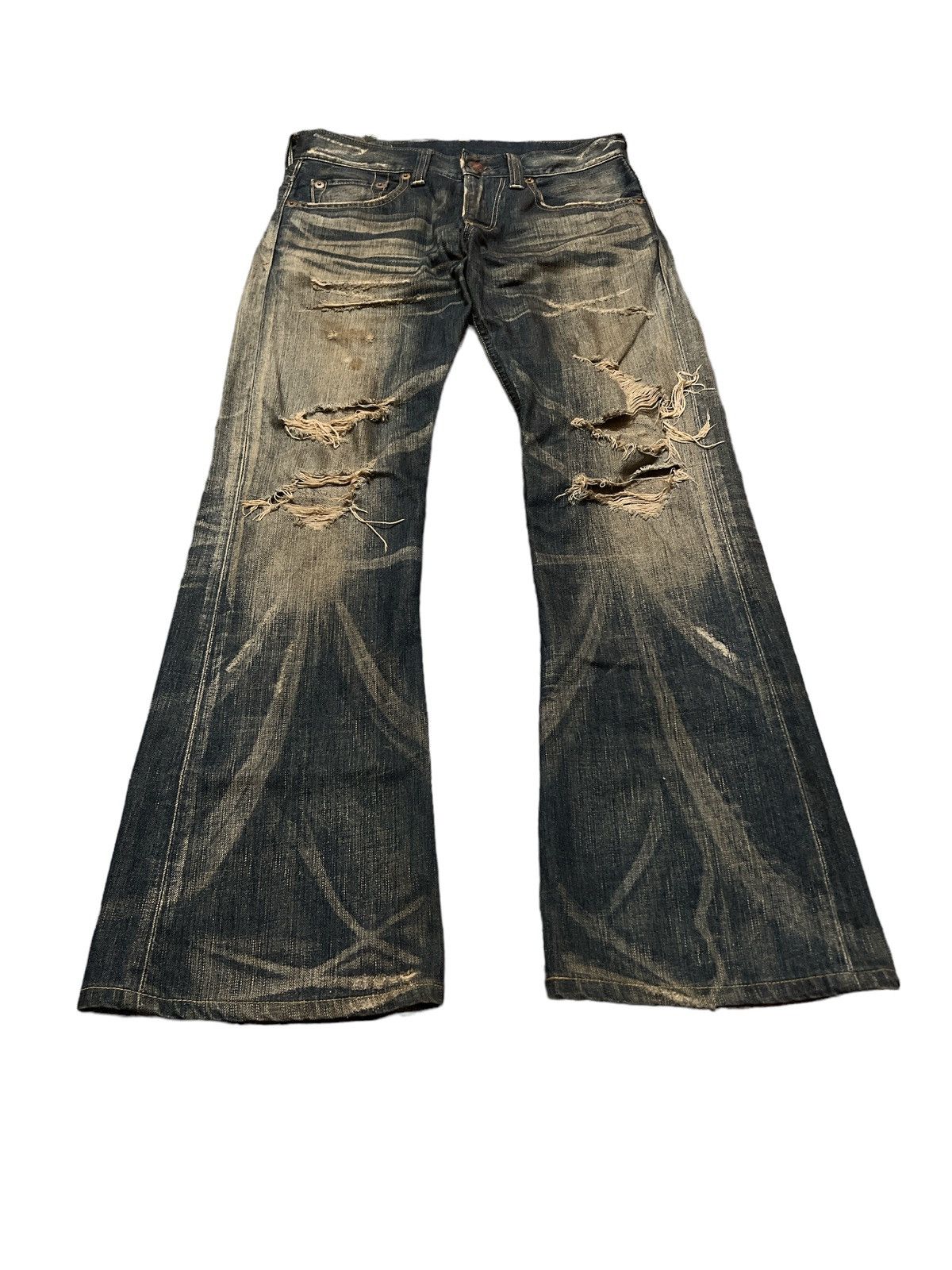 Japanese Brand FLARED💥EDWIN 503 RUSTY DISTRESSED DENIM PANT Size US 28 / EU 44 - 2 Thumbnail