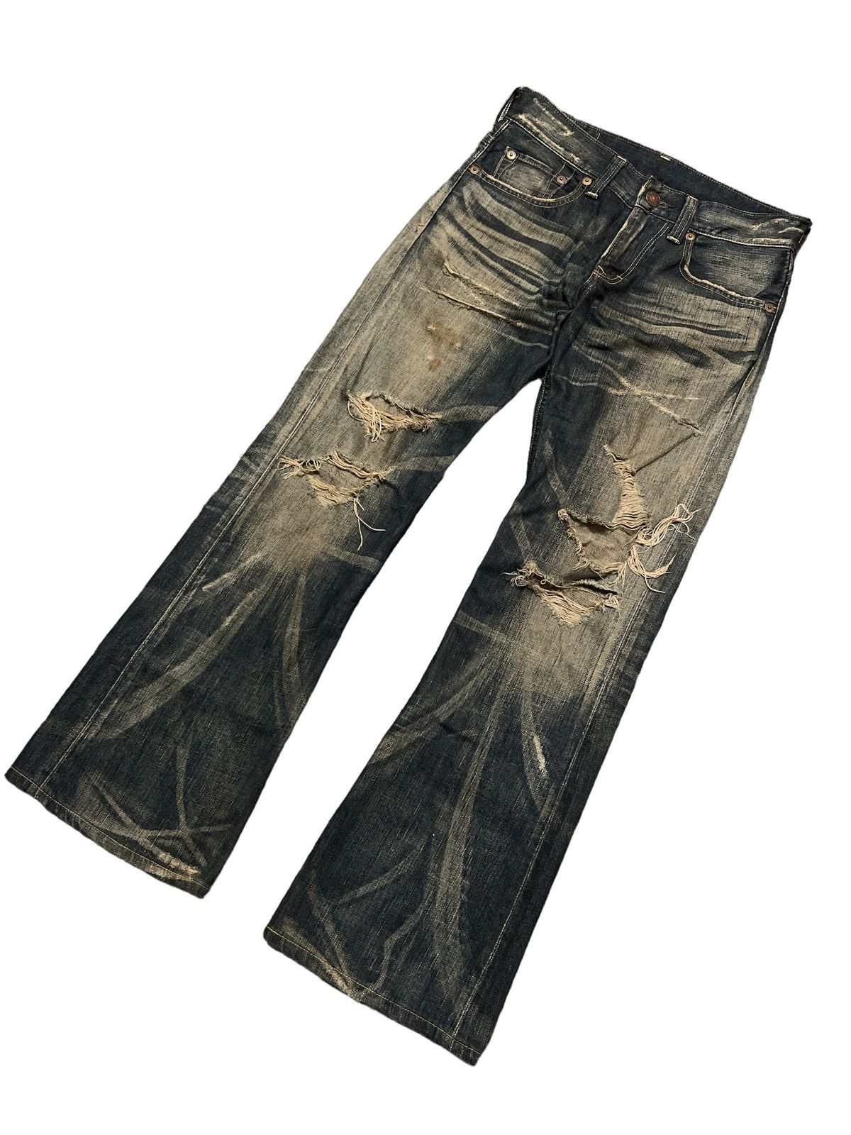 Japanese Brand FLARED💥EDWIN 503 RUSTY DISTRESSED DENIM PANT Size US 28 / EU 44 - 5 Thumbnail
