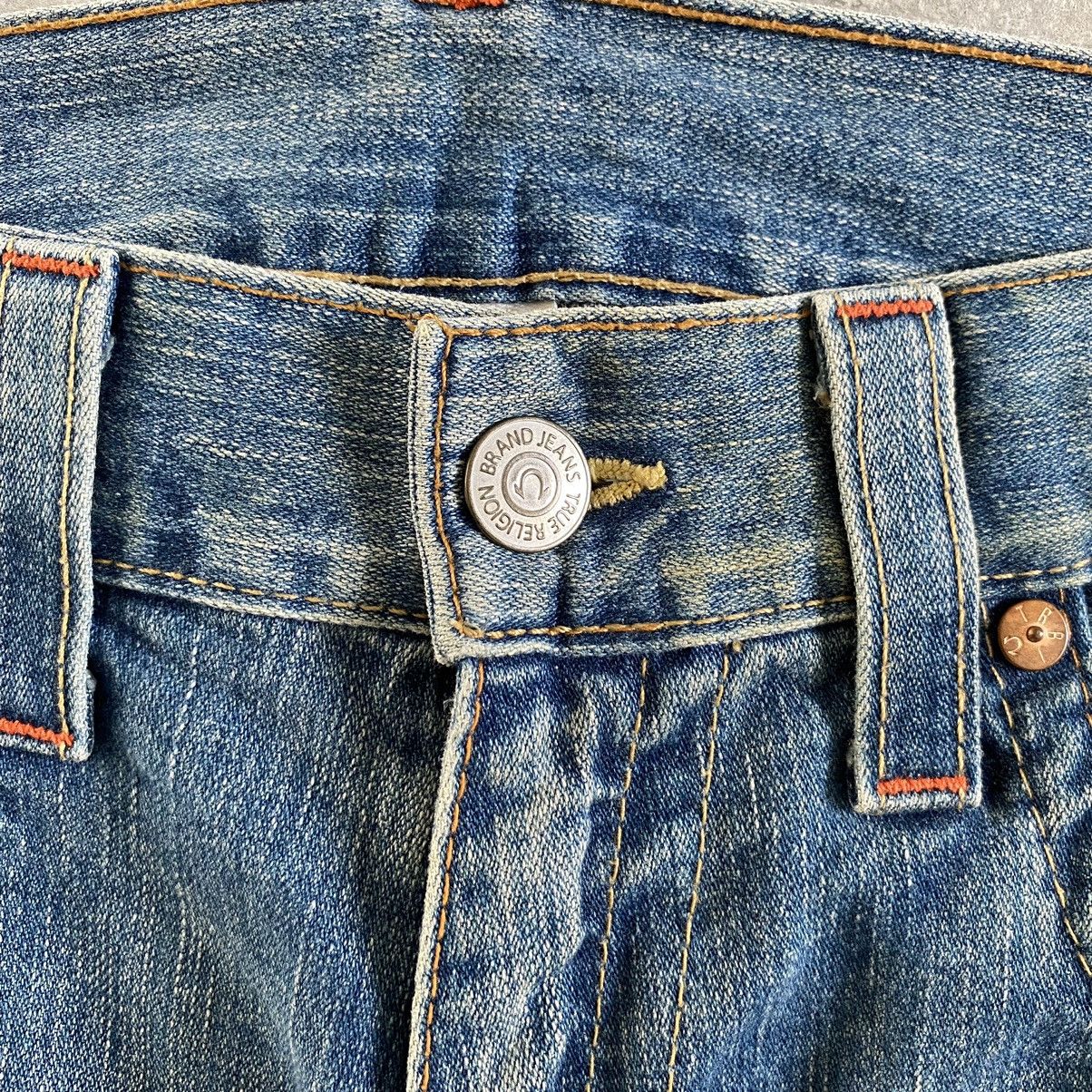 Vintage True Religion Spiral Cut Ripped Flared Denin Jeans