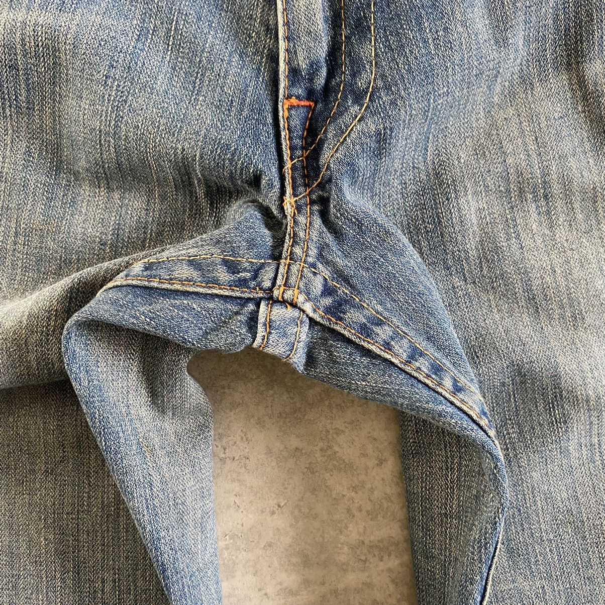 Vintage True Religion Spiral Cut Ripped Flared Denin Jeans