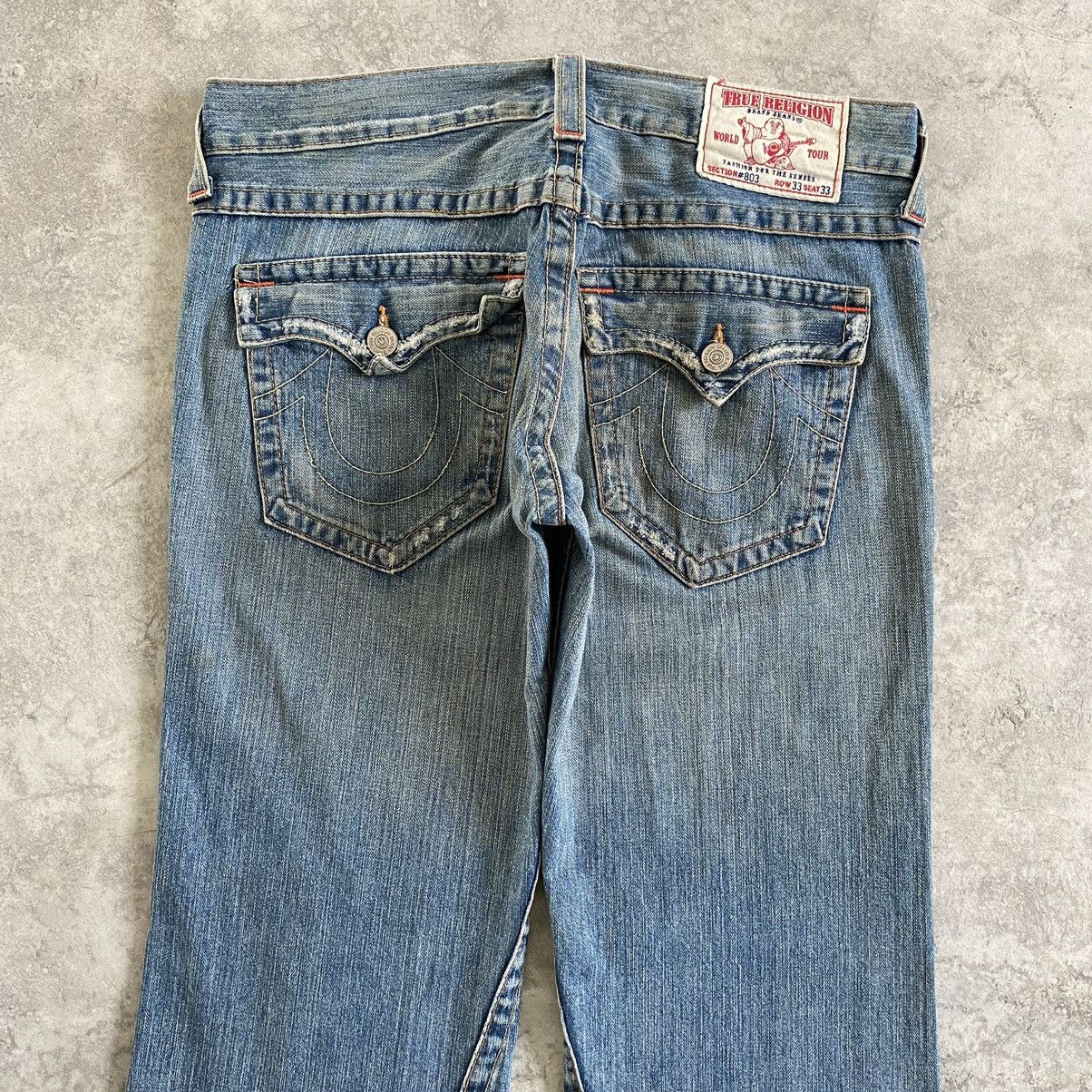 Vintage True Religion Spiral Cut Ripped Flared Denin Jeans