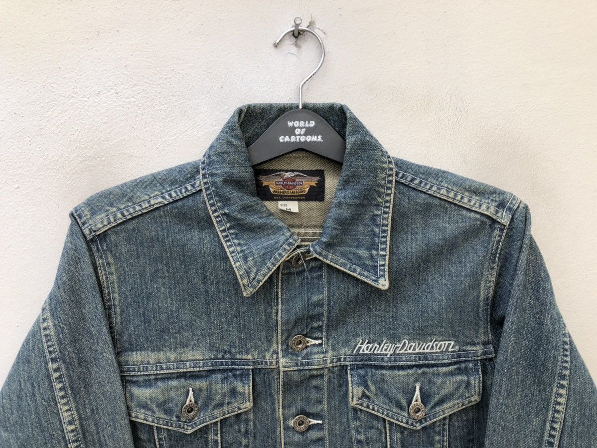 Harley Davidson × Vintage Vintage Harley Davidson Flames Denim Trucker Jacket Size US M / EU 48-50 / 2 - 9 Thumbnail