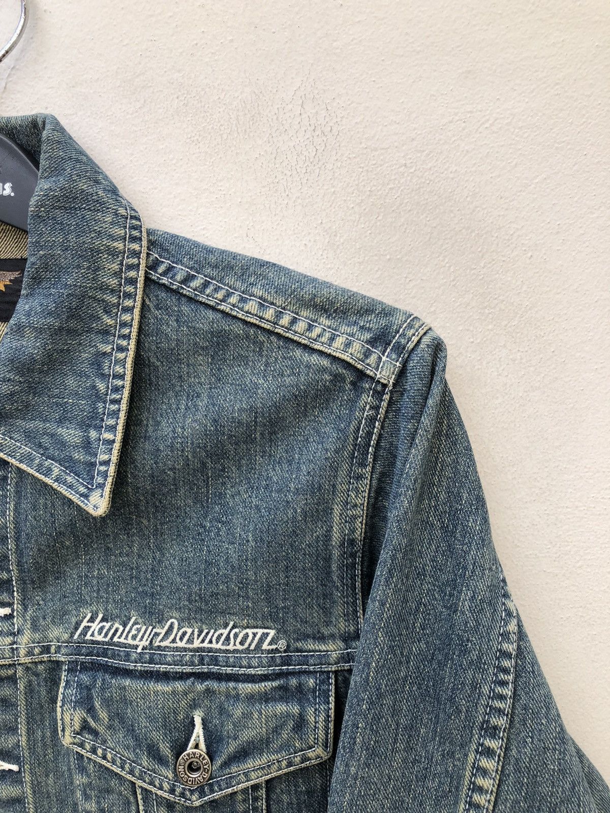 Harley Davidson × Vintage Vintage Harley Davidson Flames Denim Trucker Jacket Size US M / EU 48-50 / 2 - 10 Thumbnail