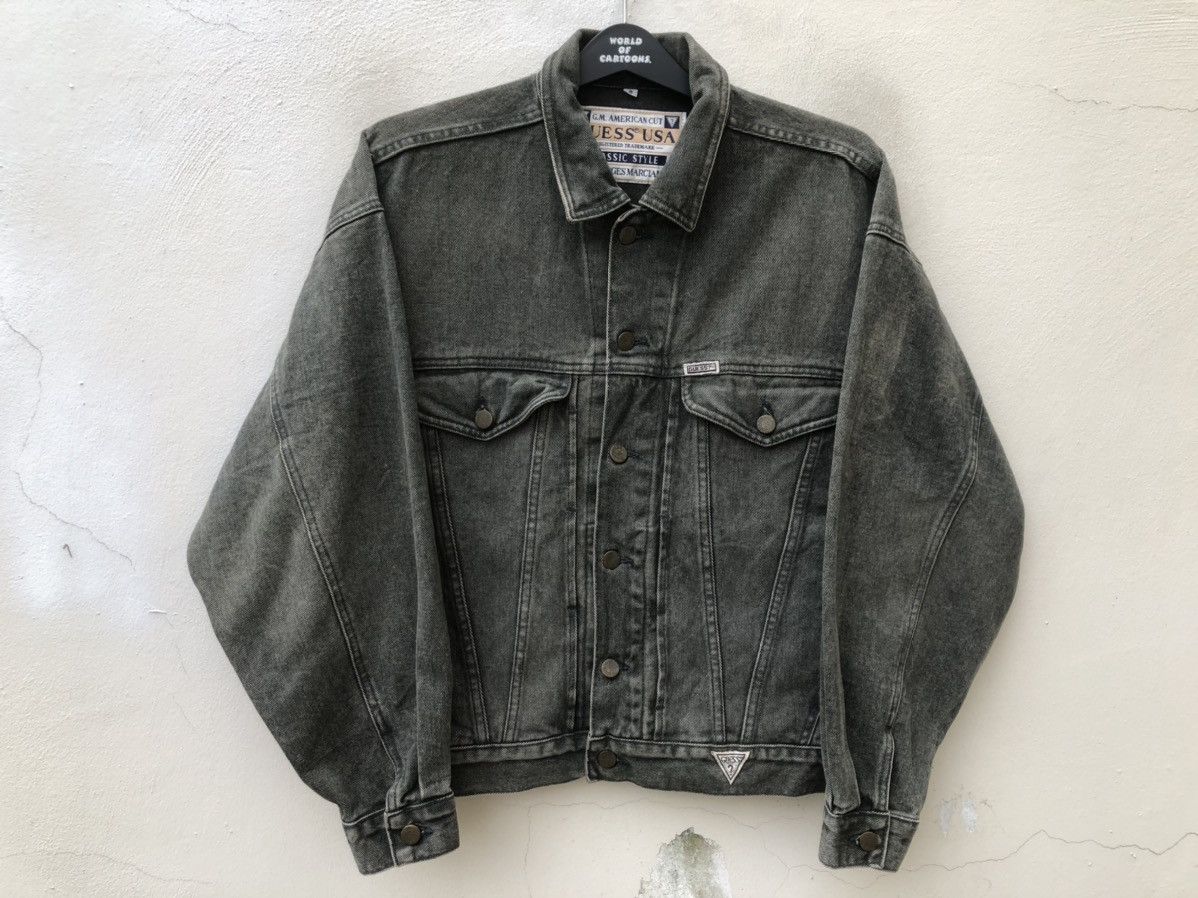 image of Vintage 90's Guess Usa Baggy Faded Green Denim Jacket Classic, Men's (Size Small)