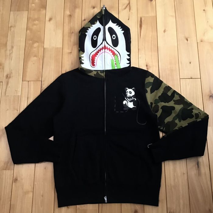 Bape BAPE Panda full zip hoodie a bathing ape black 1st camo | Grailed