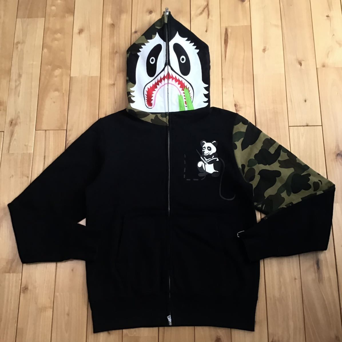image of Bape Panda Full Zip Hoodie A Bathing Ape Black 1St Camo, Men's (Size Small)
