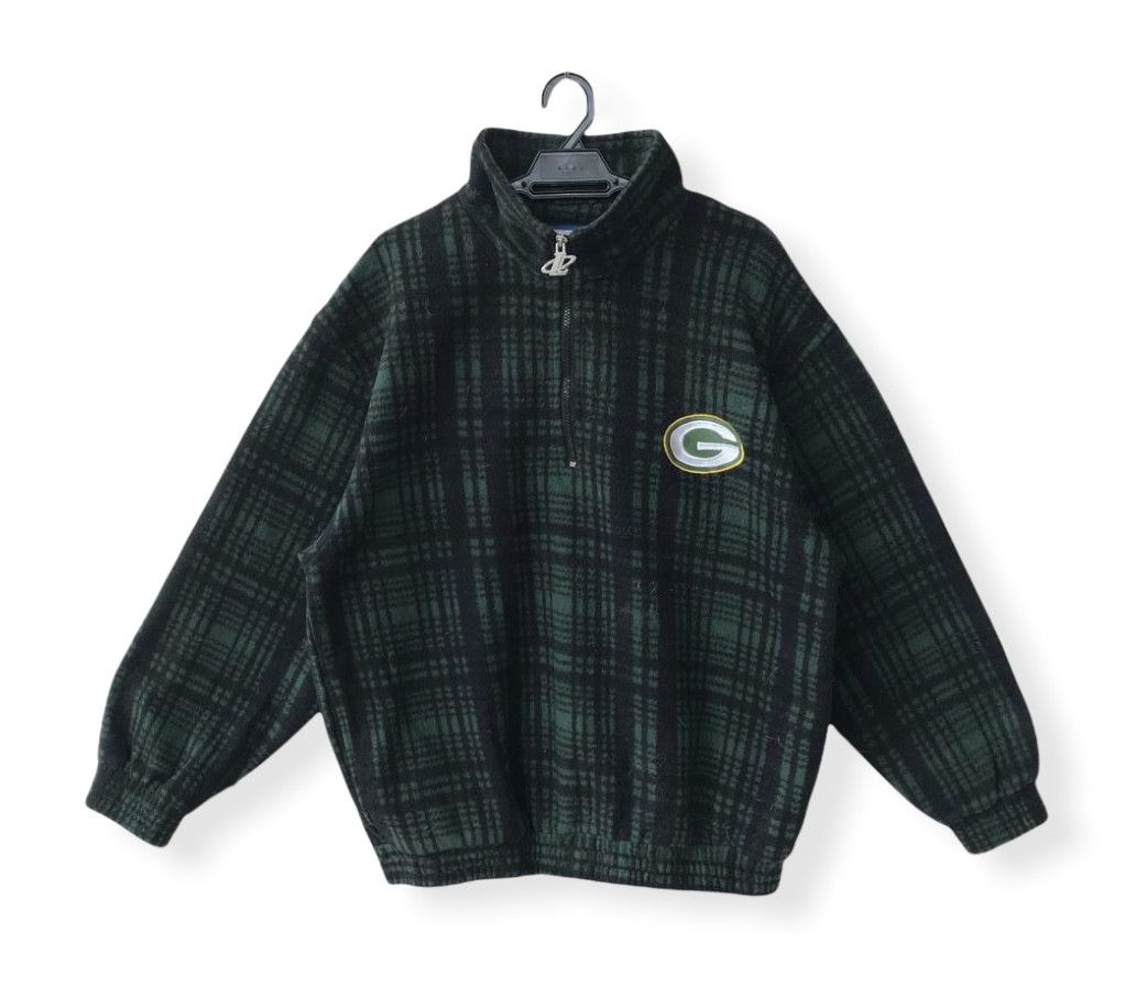 image of Logo Athletic x Nfl Vintage Green Bay Packers Nfl Checked Fleece Pullover Loose, Men's (Size Large)