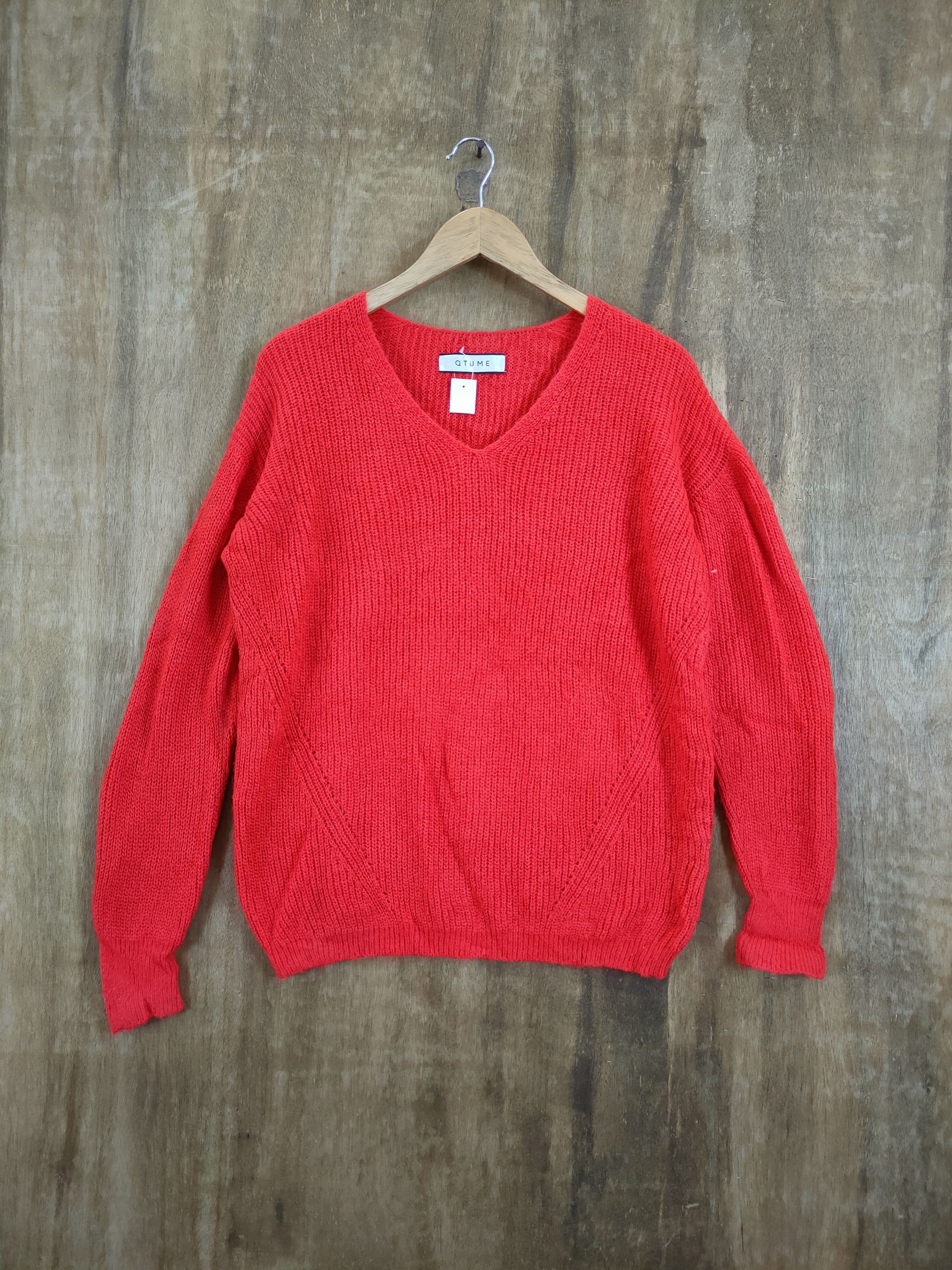 image of Homespun Knitwear Qtume Red Knitwear Sweatshirt Made In Japan 46-, Men's (Size Medium)