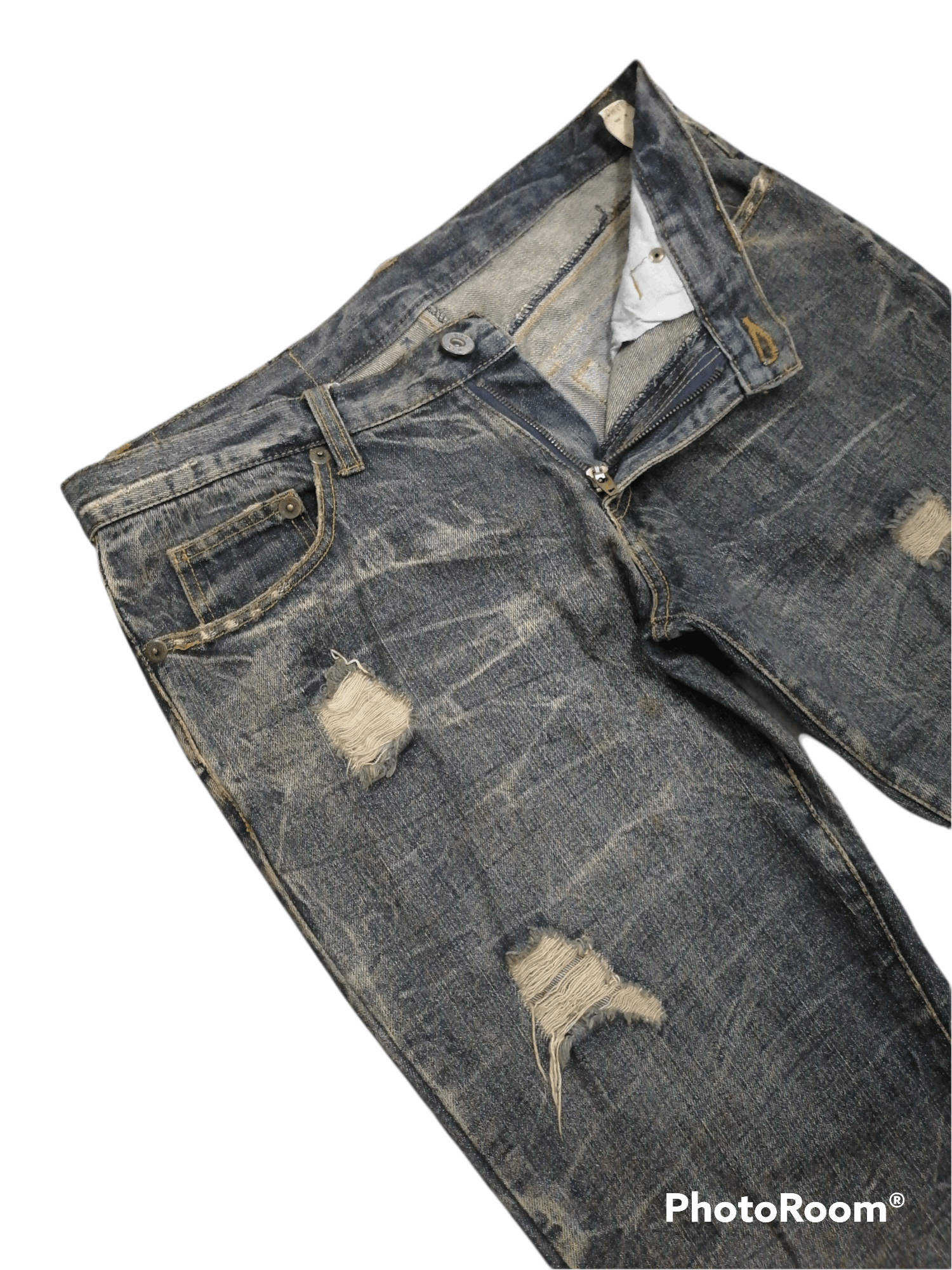 Hysteric Glamour × Japanese Brand HOT🔥Lowbox Flare Distressed Denim Pants Size US 32 / EU 48 - 4 Thumbnail