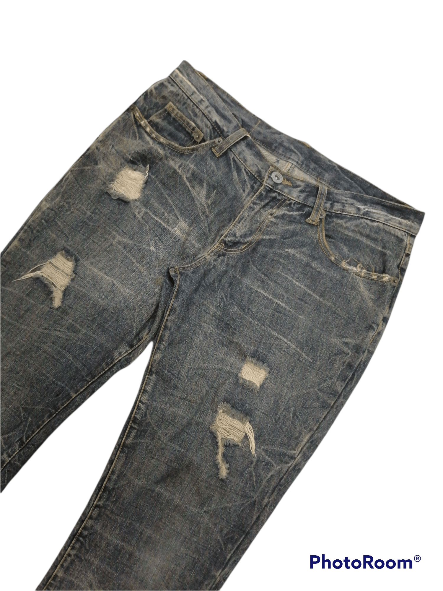 Hysteric Glamour × Japanese Brand HOT🔥Lowbox Flare Distressed Denim Pants Size US 32 / EU 48 - 3 Thumbnail