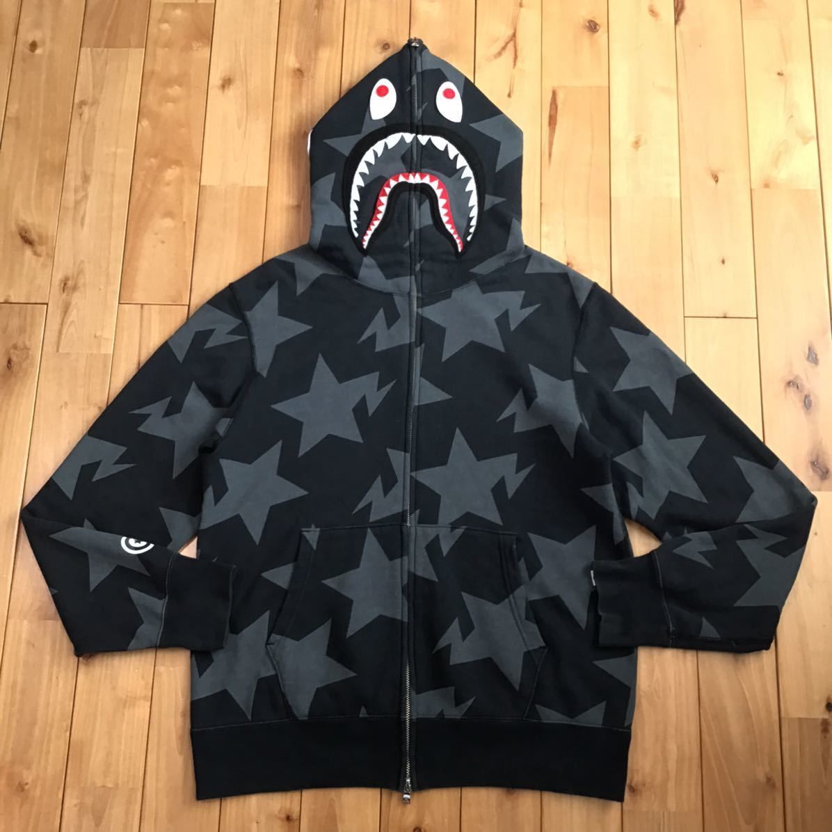 Bape BAPE STA shark full zip hoodie black a bathing ape STAR | Grailed