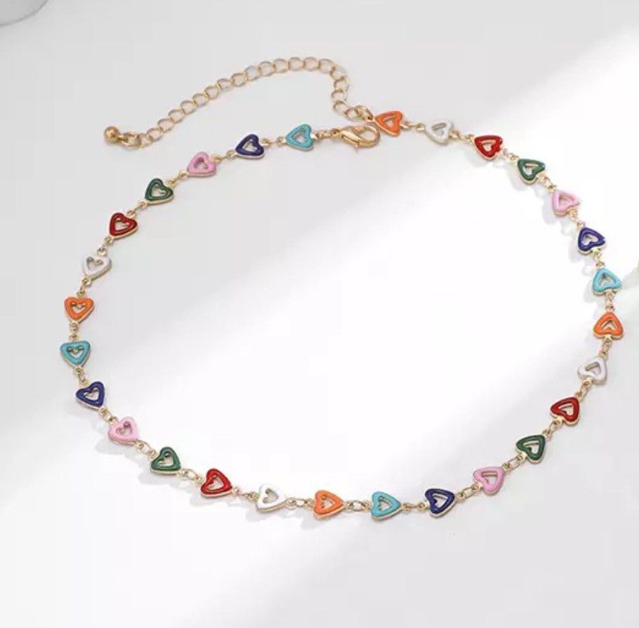 Jewelry Love Heart Chain Choker Necklace Size ONE SIZE - 2 Thumbnail
