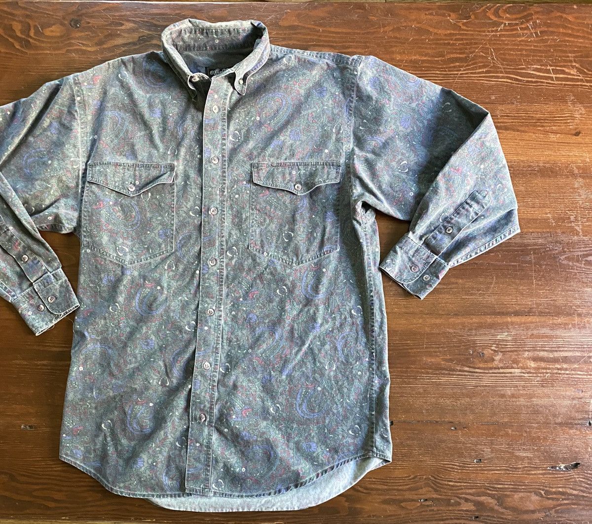 Larry Mahan Vintage 80’s Larry Mahan Faded Paisley Denim Button Up Size US S / EU 44-46 / 1 - 1 Thumbnail
