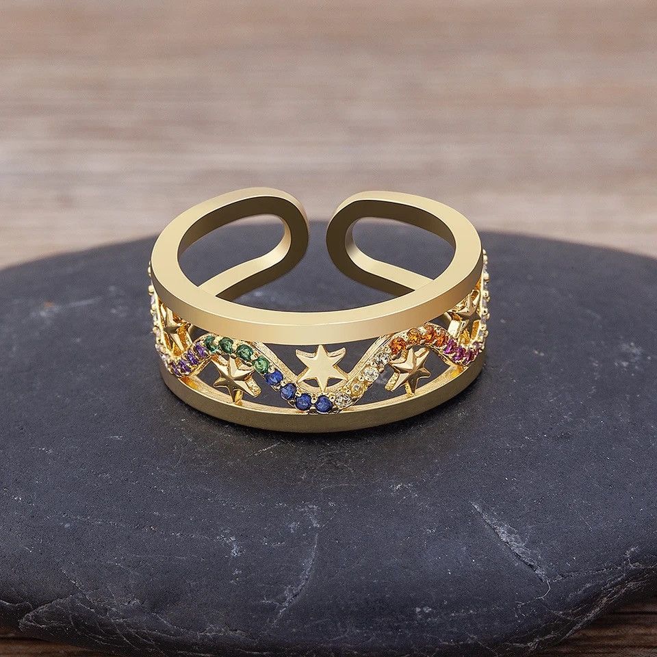 Jewelry Creative Luxury Star Rings Size ONE SIZE - 2 Thumbnail