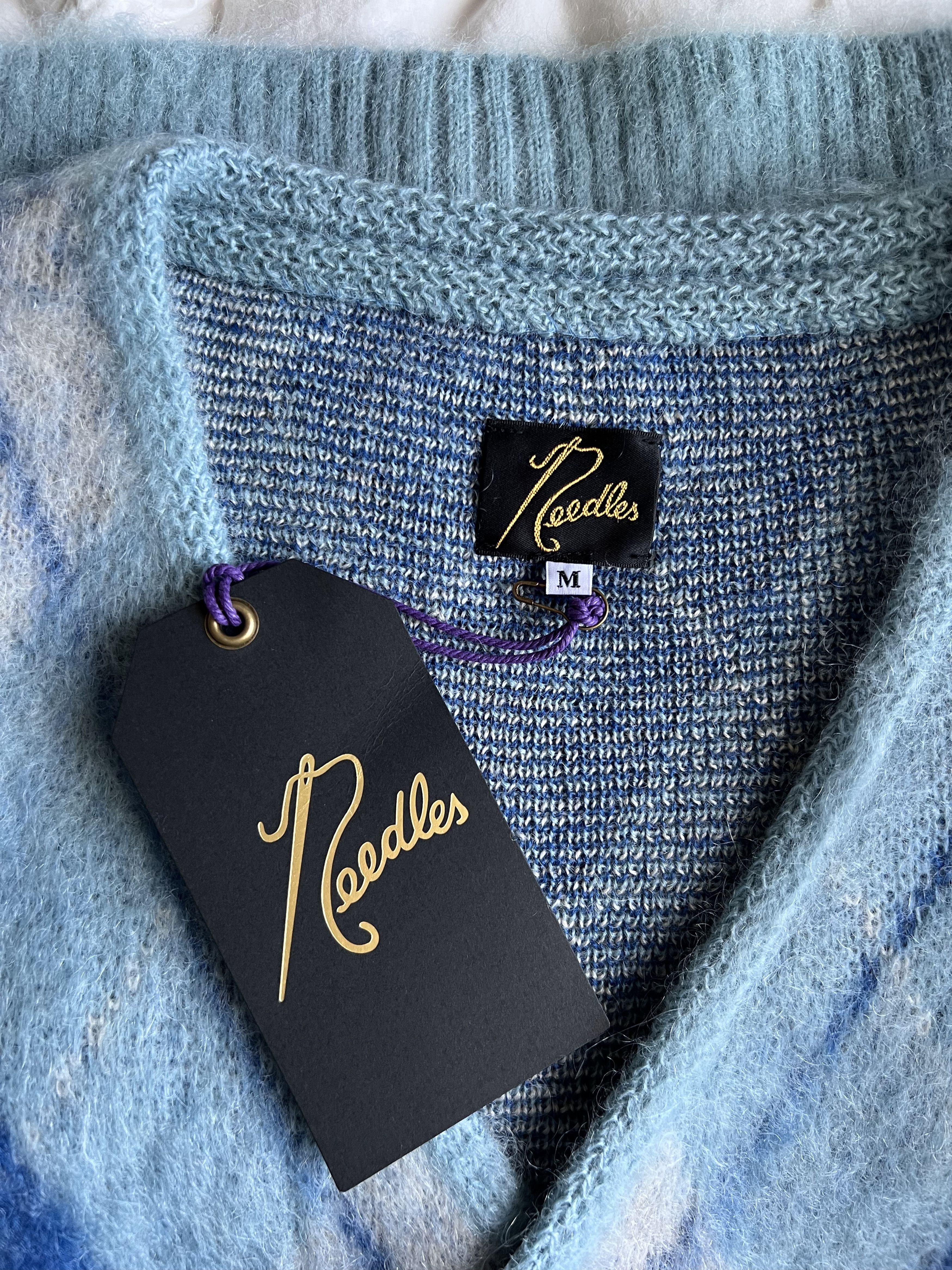 Needles Needles Mohair Argyle Cardigan in Blue Size US M / EU 48-50 / 2 - 5 Thumbnail