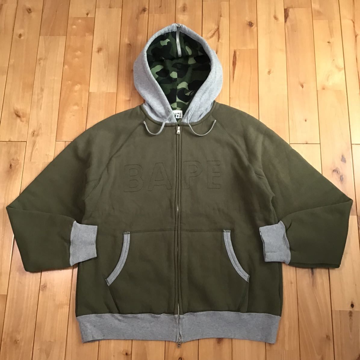 Bape BAPE Green camo x khaki BAPE logo zip hoodie Size US L / EU 52-54 / 3 - 2 Thumbnail