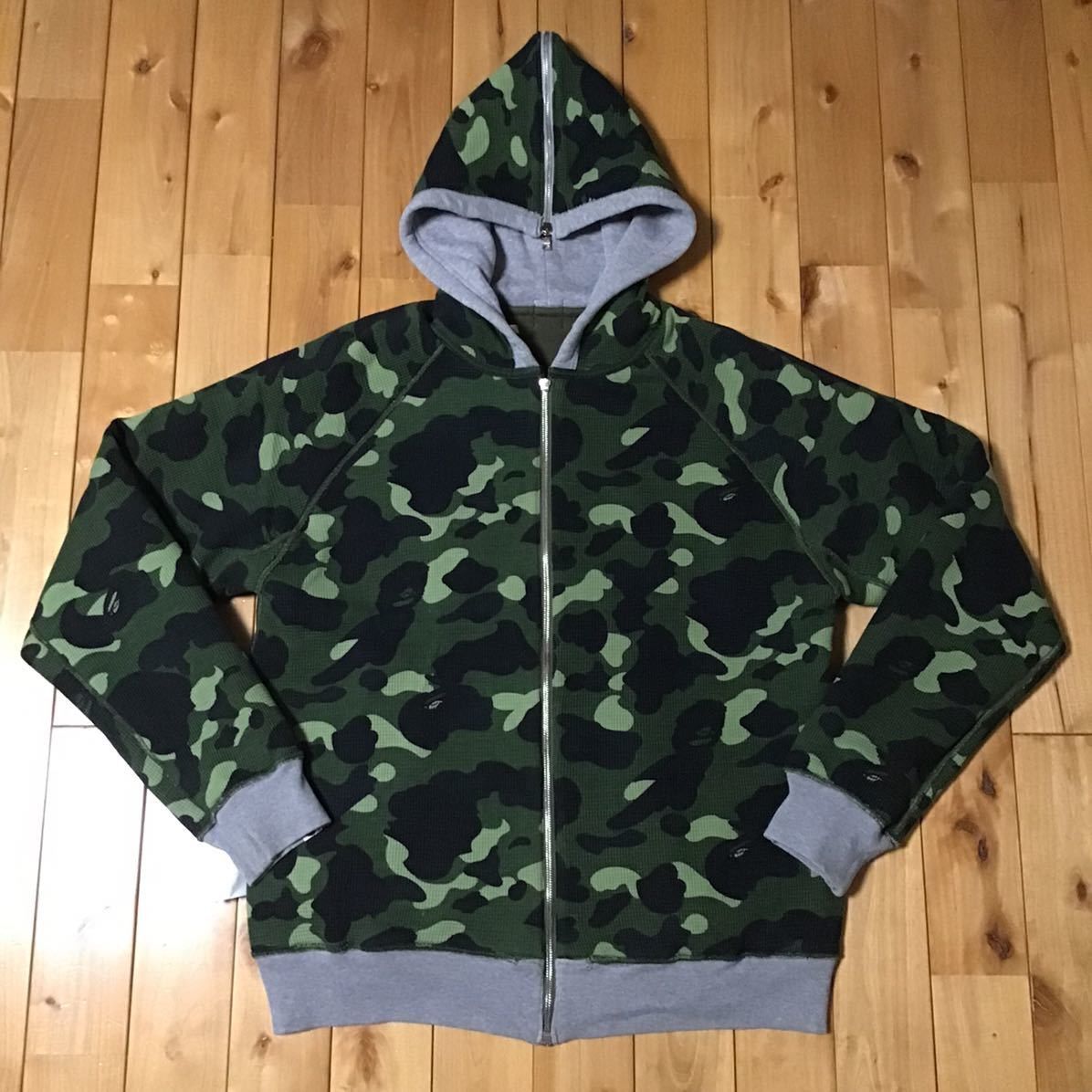 Bape BAPE Green camo x khaki BAPE logo zip hoodie Size US L / EU 52-54 / 3 - 4 Thumbnail