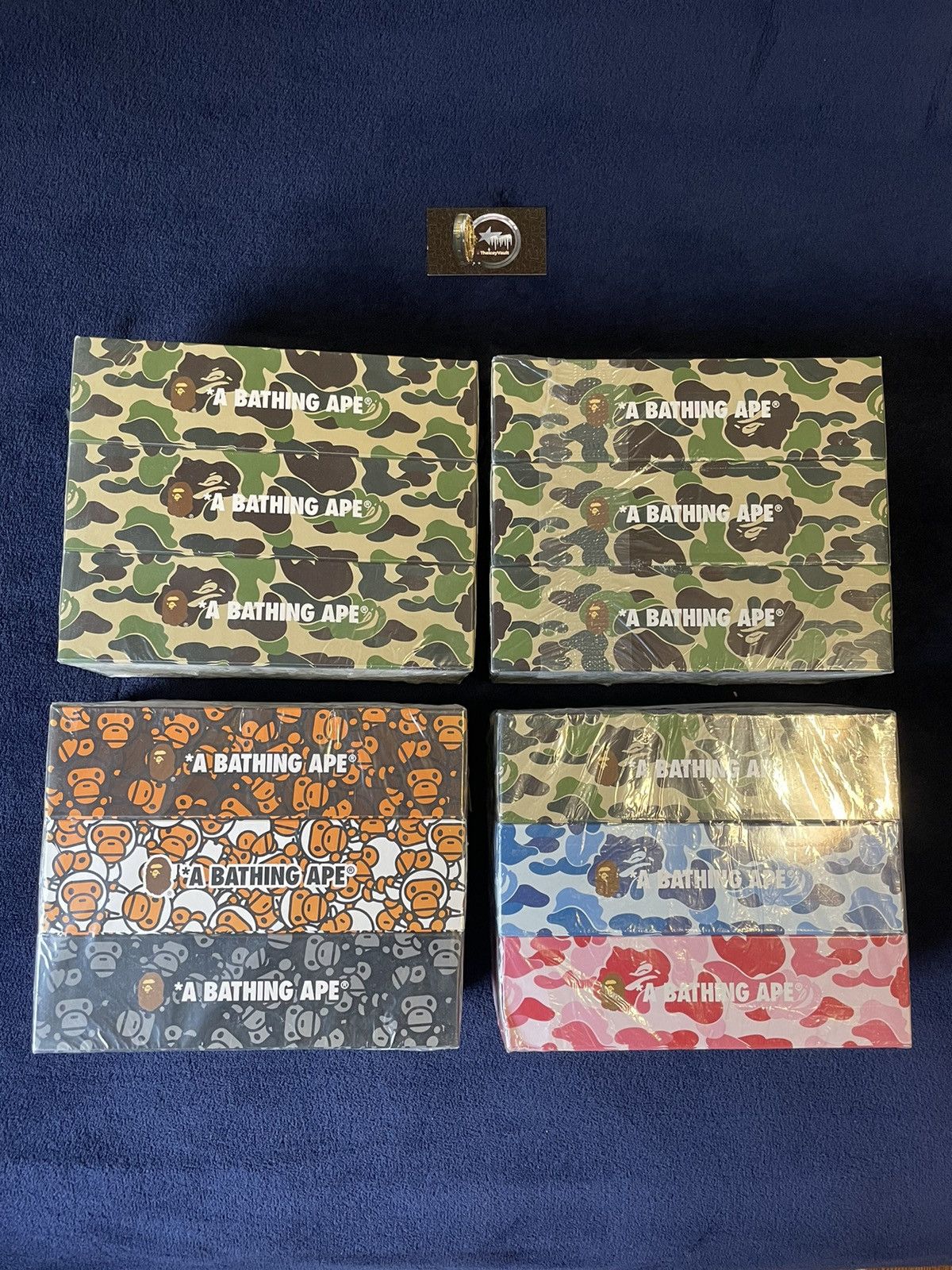 image of Bape Abc Camos Tissue Box (Set Of 3) in White, Men's