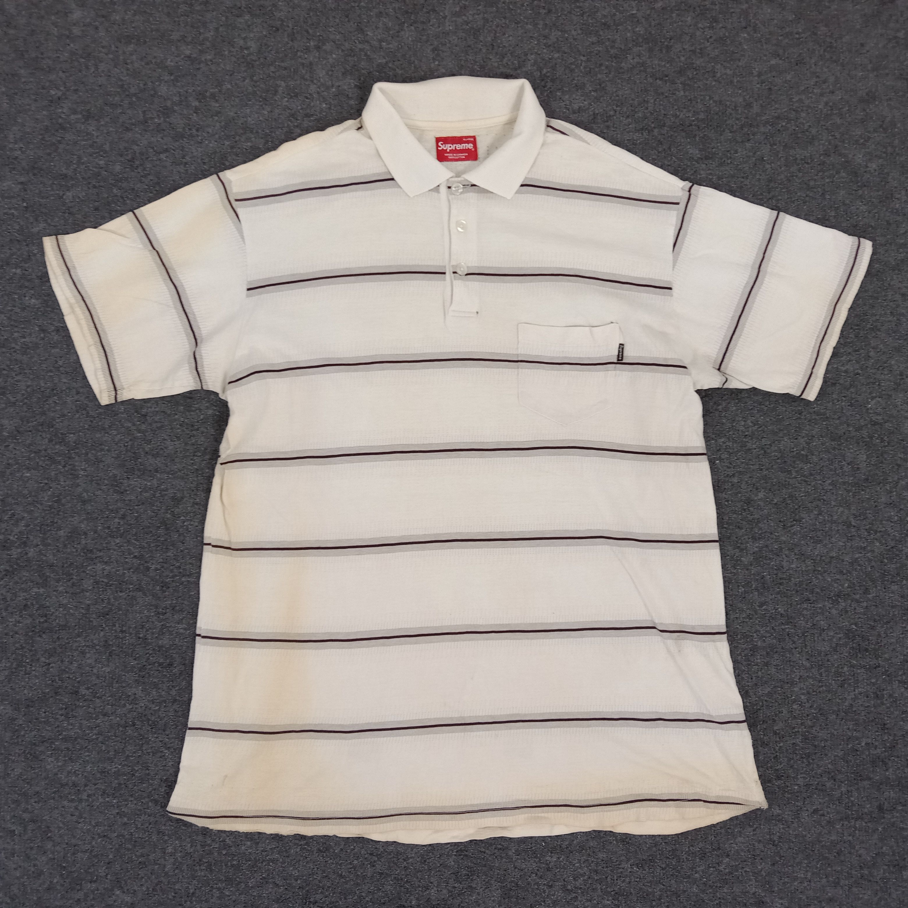 Supreme Supreme Stripe Button Up Polo White Small | Grailed