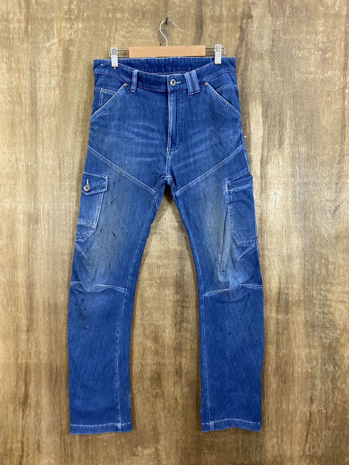Japanese Brand DLS Fieldcore Blue Stretchable distressed Denim Pants #BB533 Size US 30 / EU 46 - 1 Thumbnail