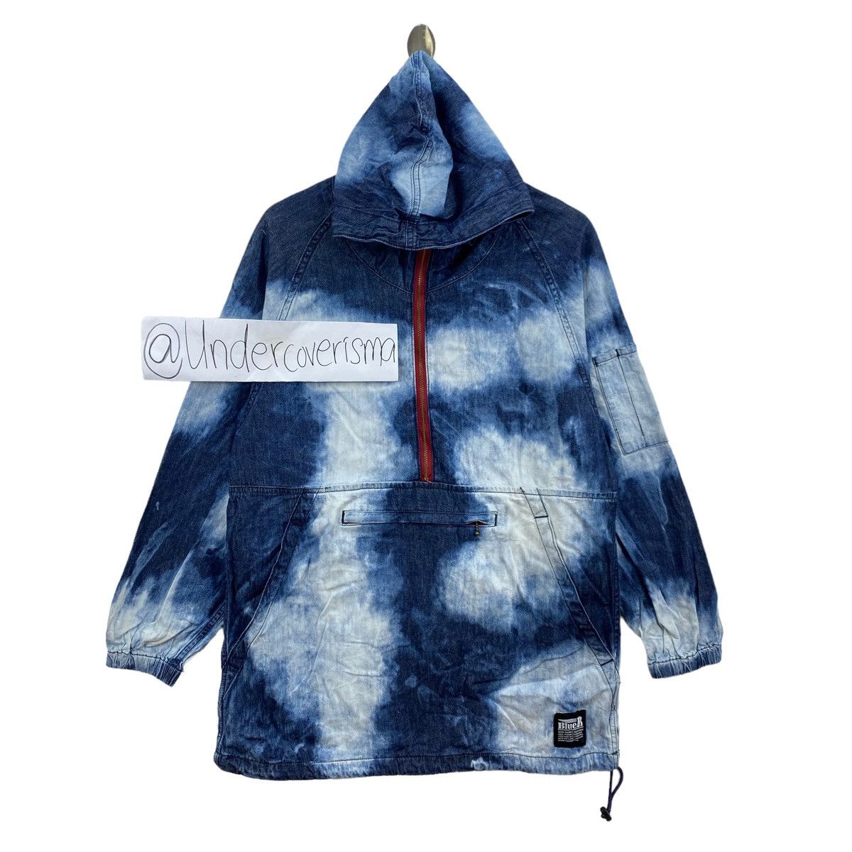 Vintage Vintage BLUE B Tie Dye Design Hooded Jeans Denim Jacket Size US M / EU 48-50 / 2 - 1 Thumbnail