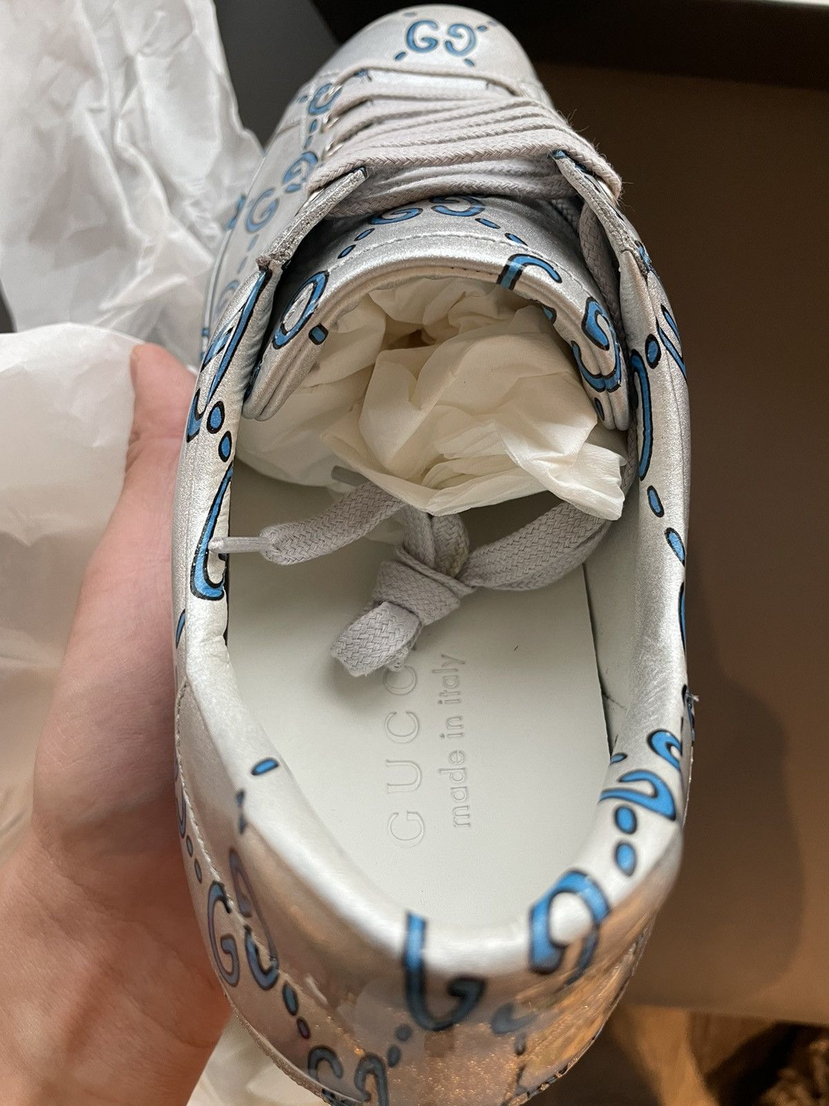 Gucci Limited Edition Brand New Runway ACE GG Logo Leather Sneaker Size US 8.5 / EU 41-42 - 19 Thumbnail
