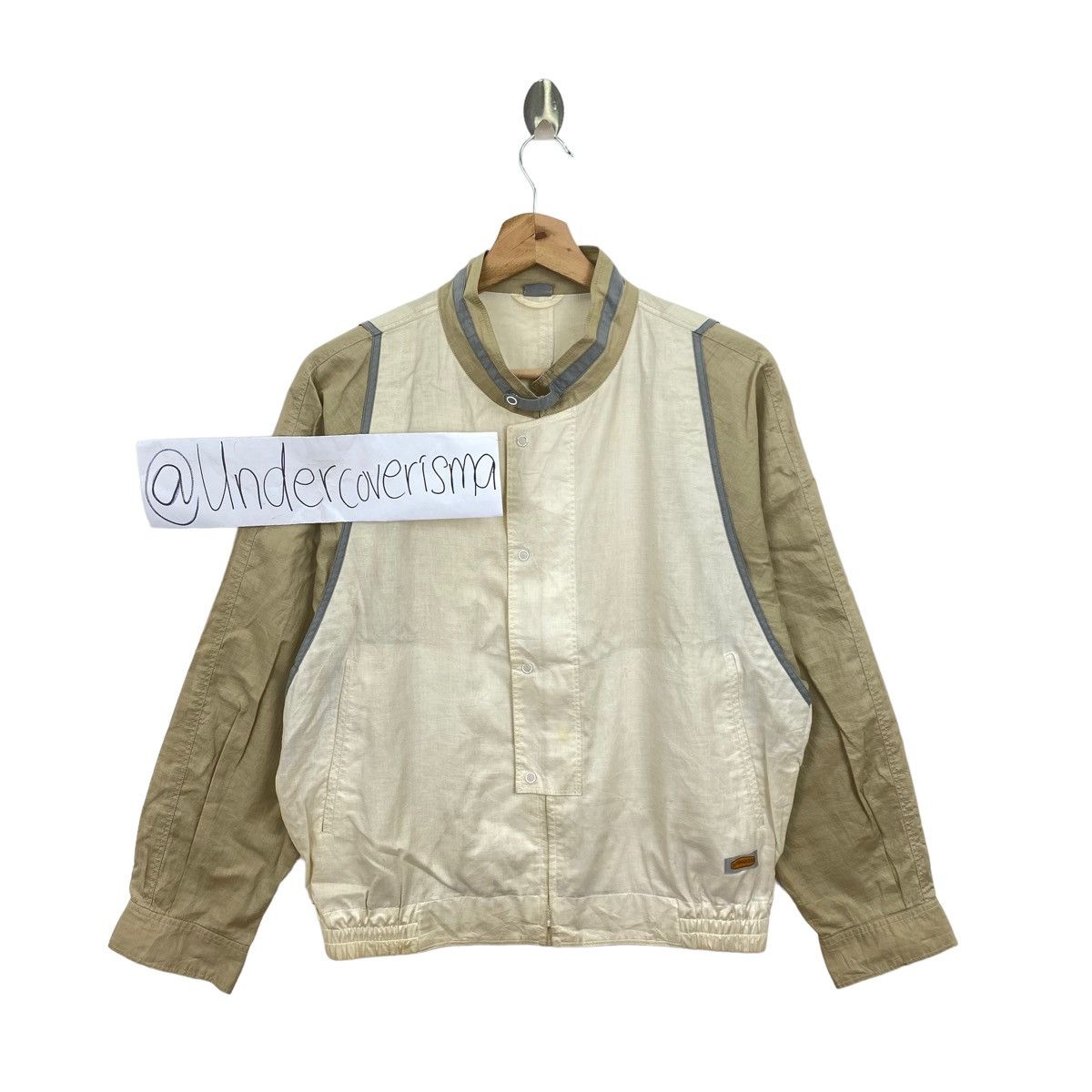 image of Vintage Intermezzo By Durban Inc. Linen Crream Brown Bomber Jacket in Brown Cream (Size Large)