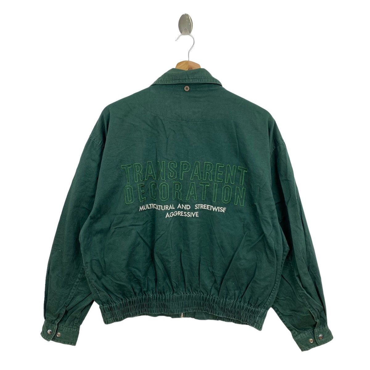 image of Vintage VTG Corsaire Transparent Decoration Embroid Design Jacket in Green, Men's (Size Medium)