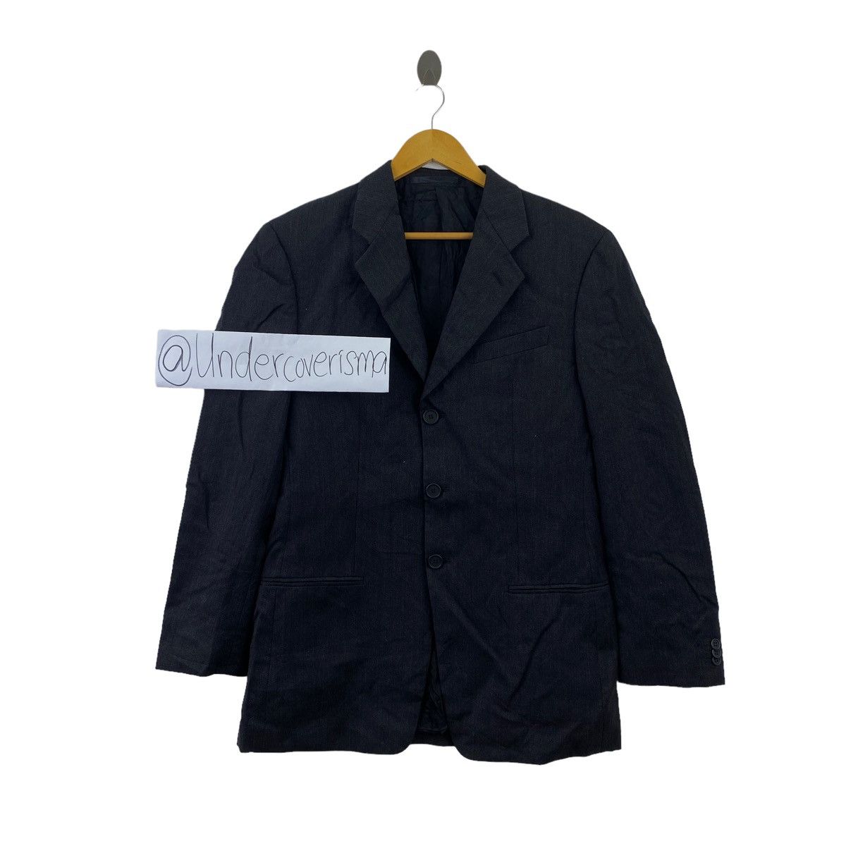 Vintage ARMANI COLLECTION Italy Black Plain Blazer Coat Jacket Size US L / EU 52-54 / 3 - 1 Thumbnail