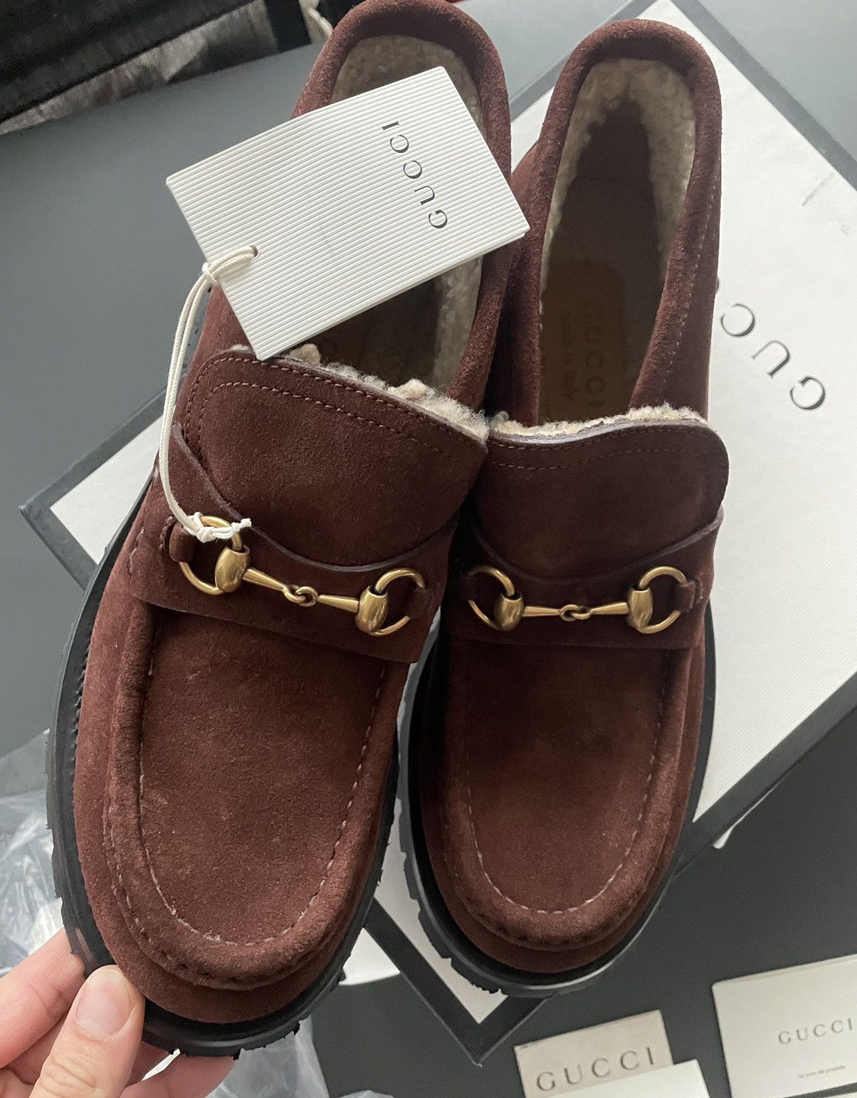 Brand New Super Rare Shearling Suede Leather Horsebit Boots