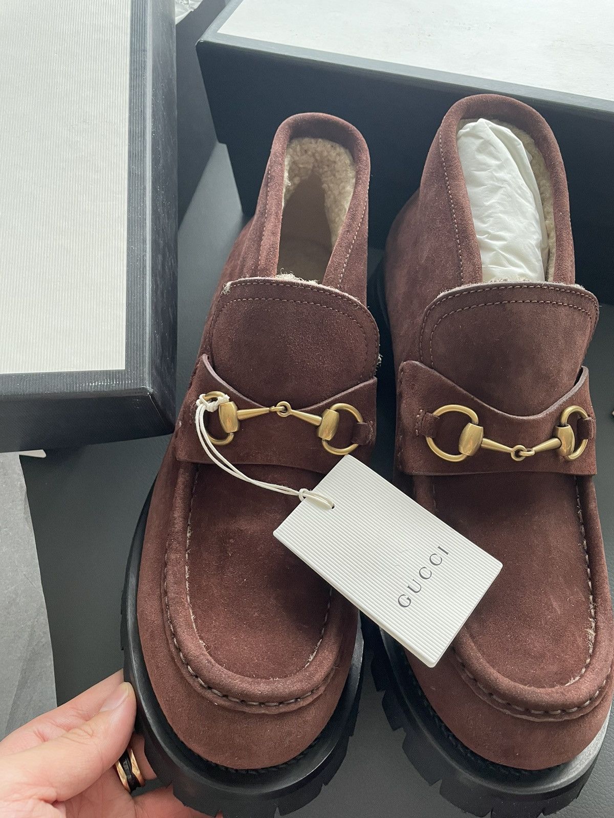 Brand New Super Rare Shearling Suede Leather Horsebit Boots