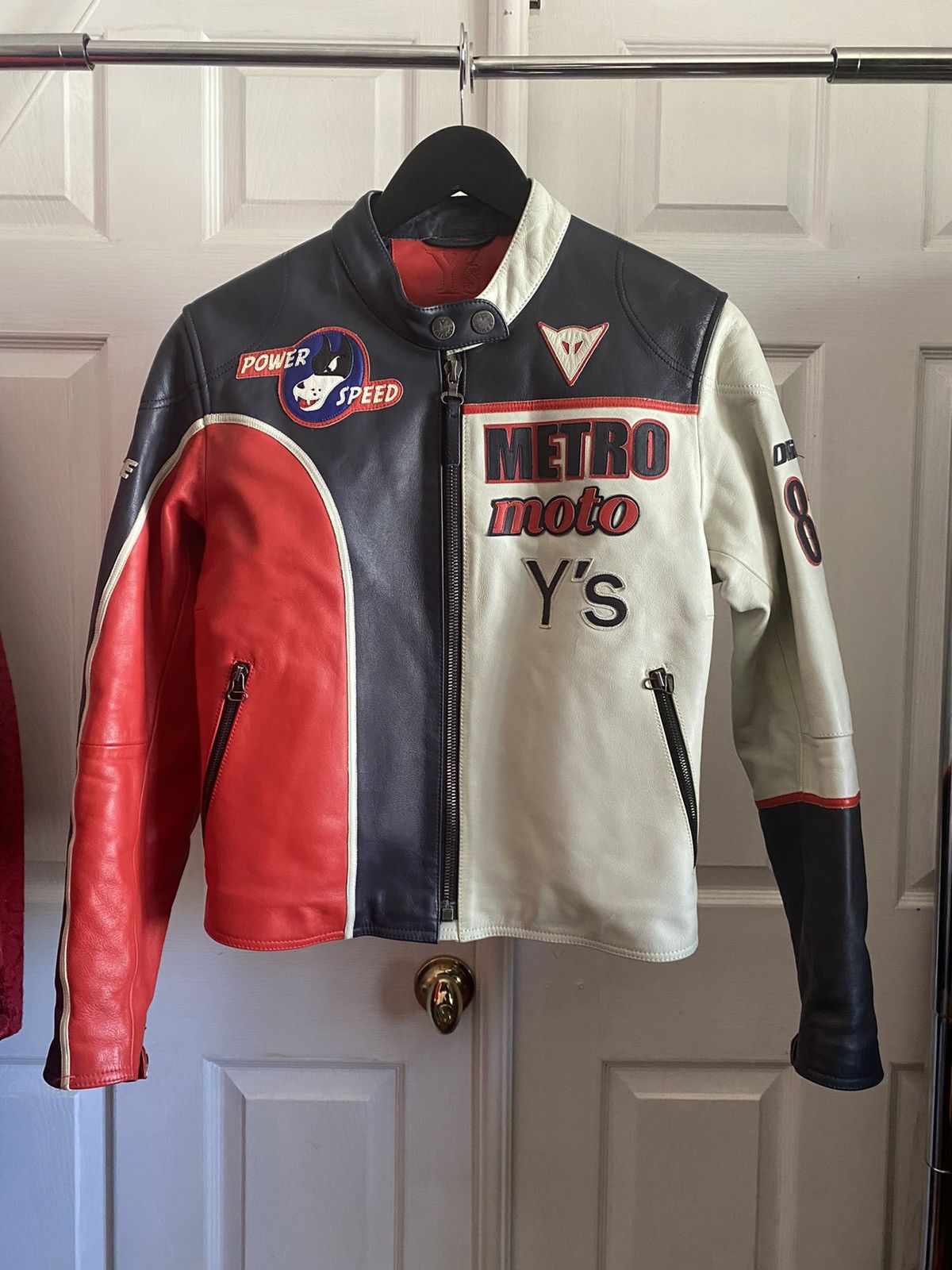 image of Dainese x Yohji Yamamoto Aw2004 Yohji Dianese Cafe Racer Split Leather Jacket in Red (Size Small)