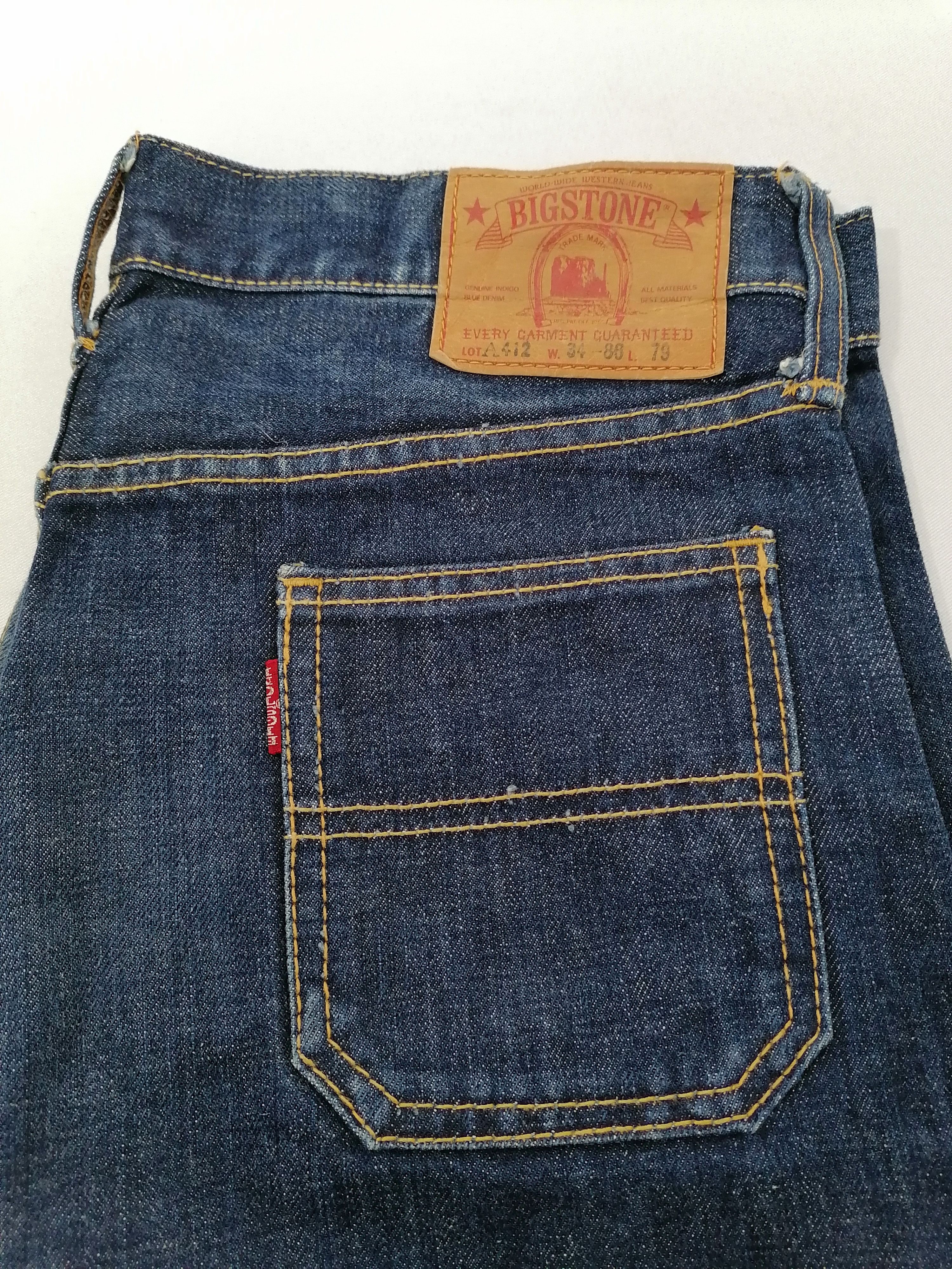 Vintage Big Stone Lot A412 Bush Fly Button Denim Jeans Size US 34 / EU 50 - 4 Thumbnail
