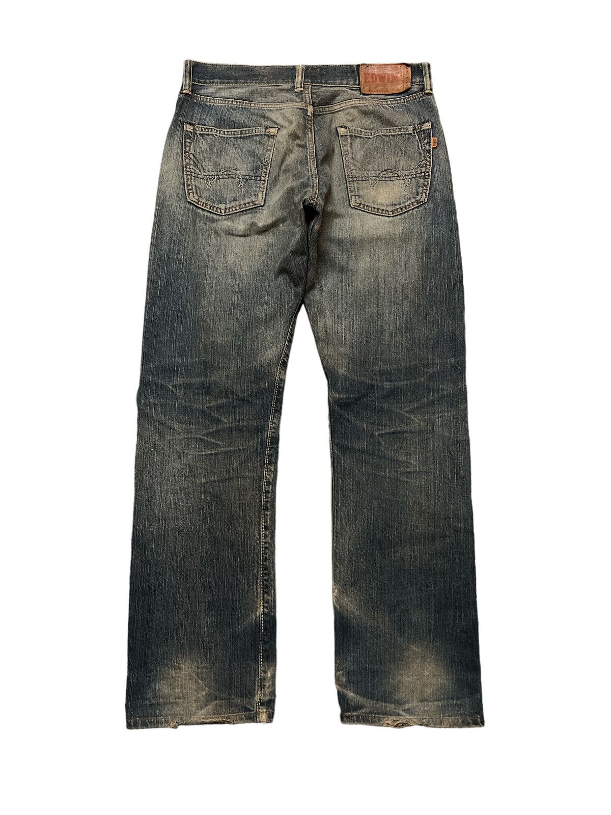 Japanese Brand THRASHED🔥EDWIN 505 SALVAGE DISTRESSED DENIM PANT Size US 31 - 5 Thumbnail