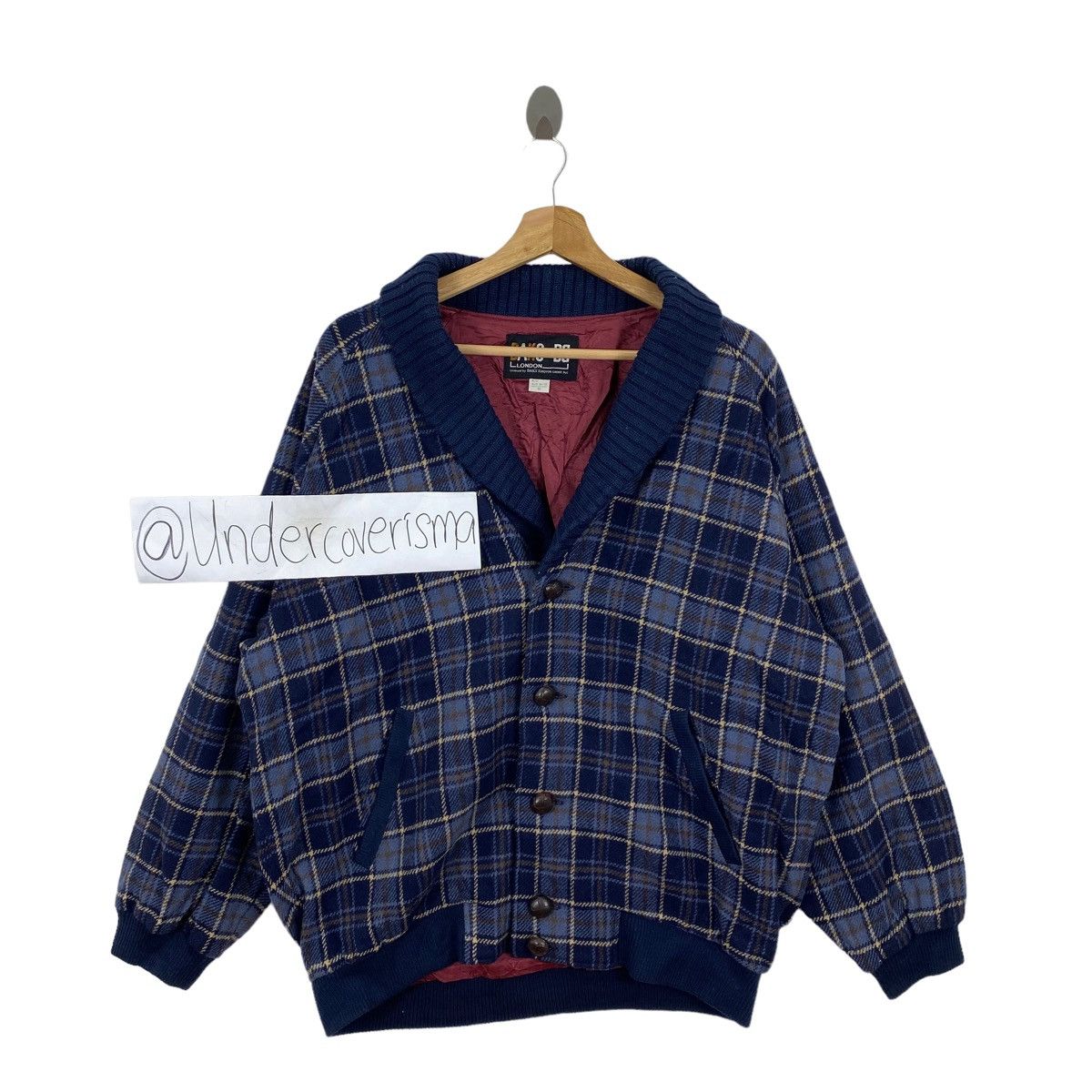 DAKS LONDON British Brand Check Tartan Button Up Bomber
