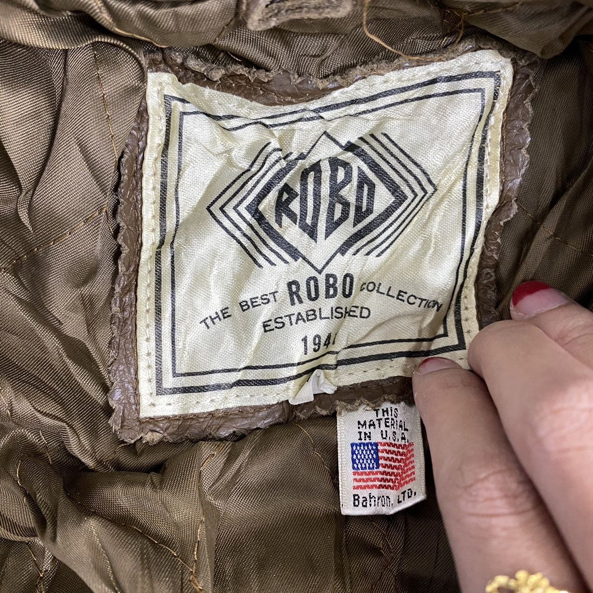 Vintage Vintage 90s ROBO COLLECTION Brown Leather Bomber Jacket Size US M / EU 48-50 / 2 - 4 Thumbnail