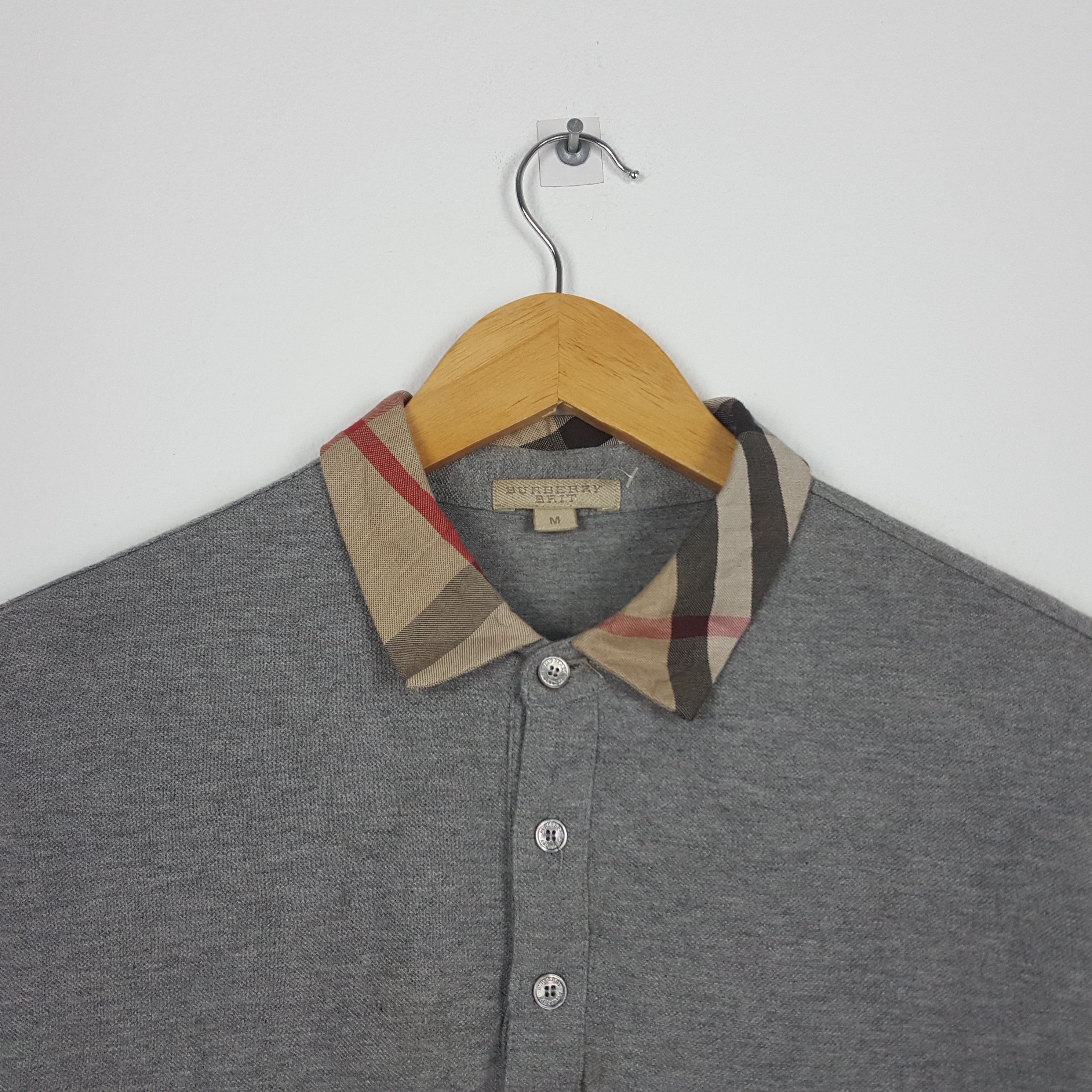 Burberry × Vintage Vintage BURBERRY Nova Check Collar Design Polo Shirt Size US M / EU 48-50 / 2 - 2 Thumbnail