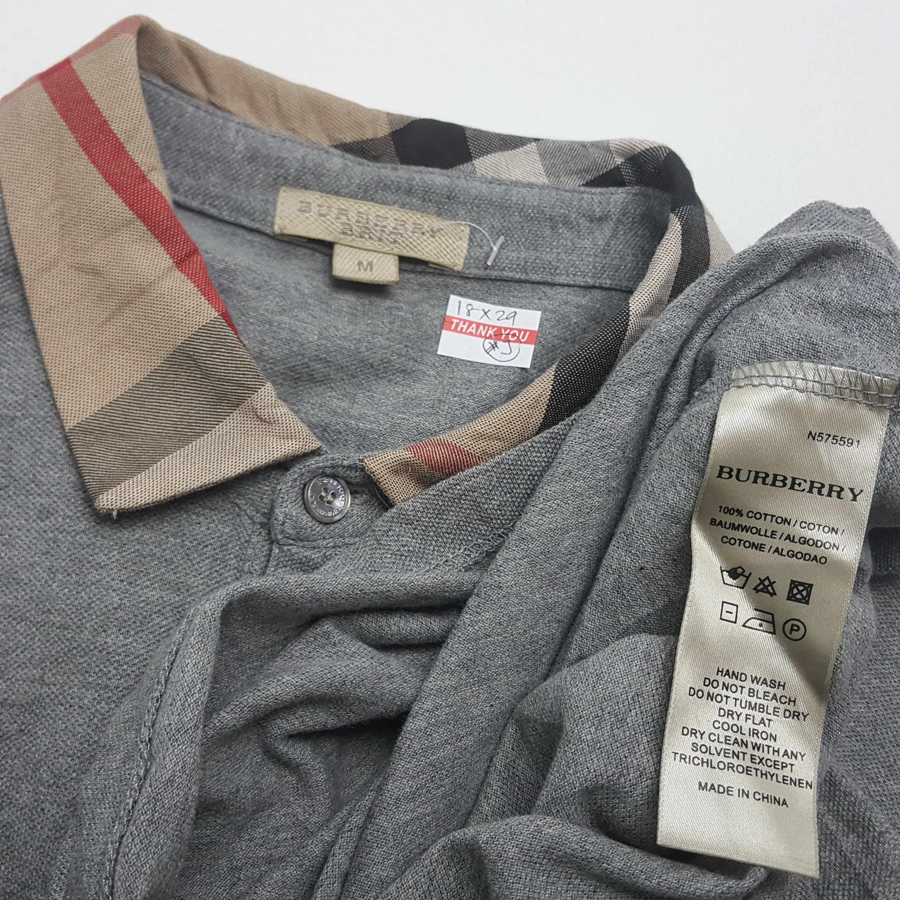 Burberry × Vintage Vintage BURBERRY Nova Check Collar Design Polo Shirt Size US M / EU 48-50 / 2 - 4 Thumbnail