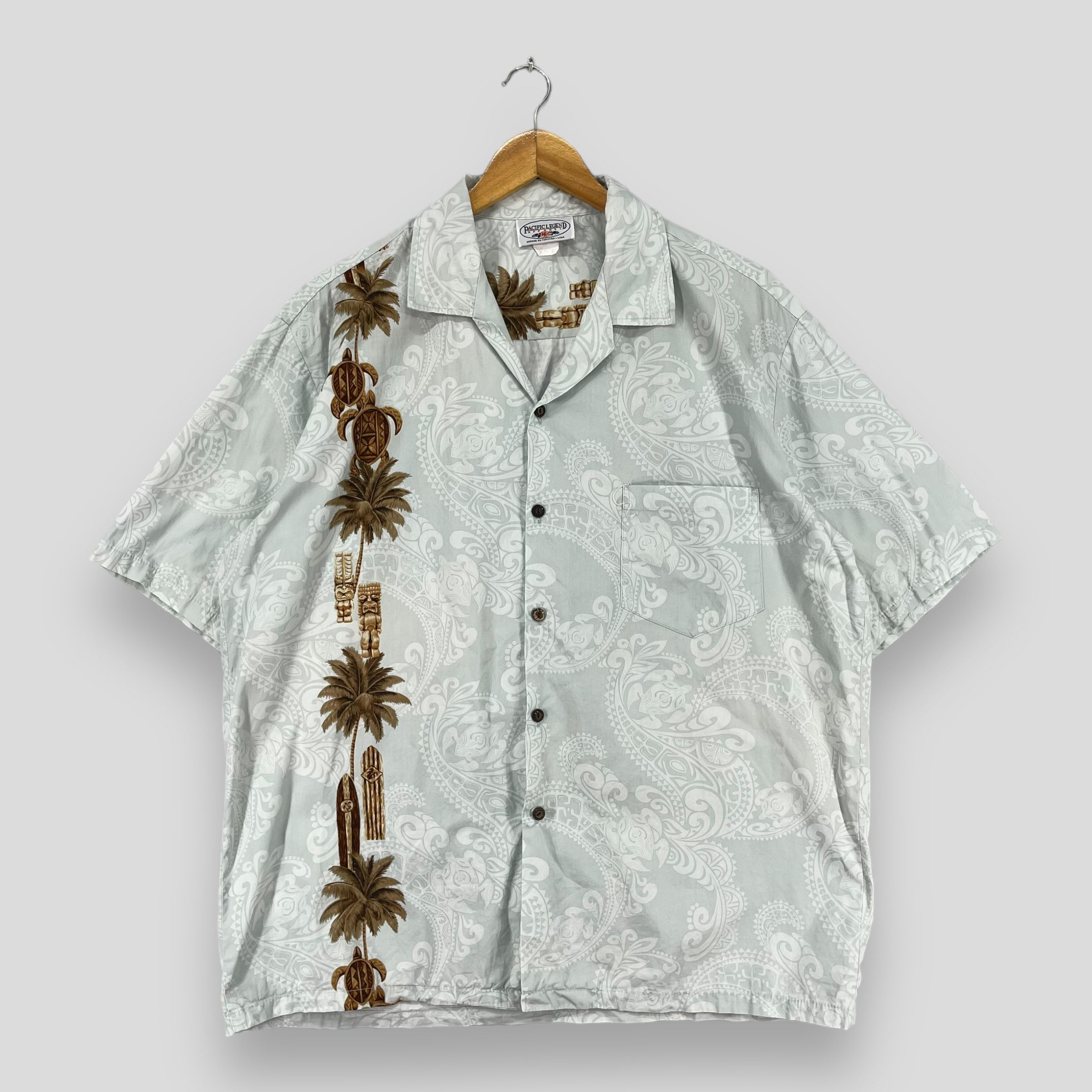 Vintage 90 Hawaiian Abstract Paisley Tribal Coconut Shirt