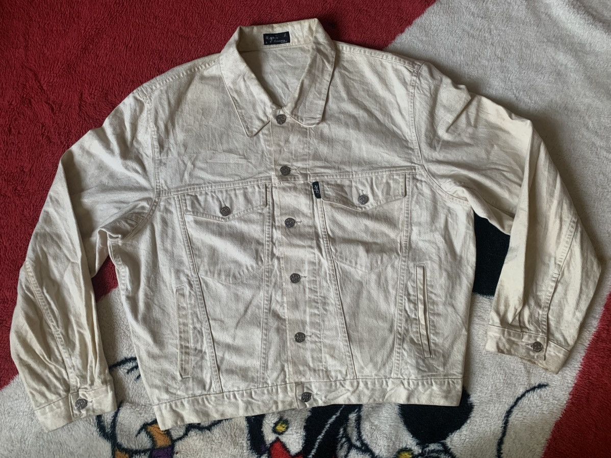 image of Vintage Agnes B Trucker Jacket Design in White, Men's (Size XL)