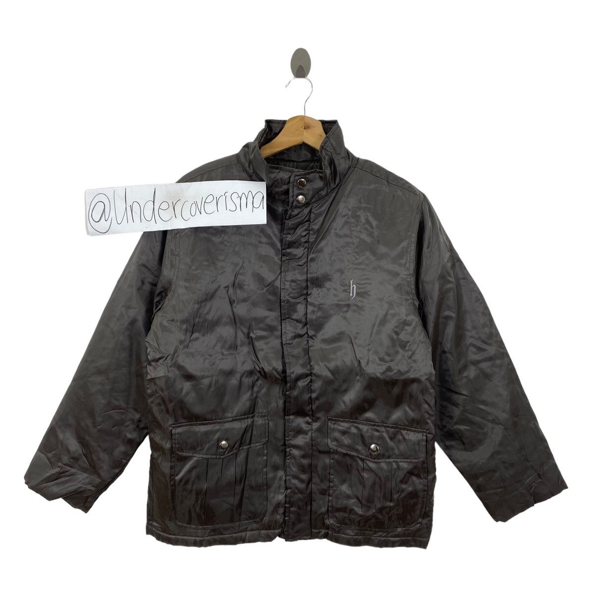 DJ HONDA Embroid Logo Full Zip Black Quilted Bomber Jacket