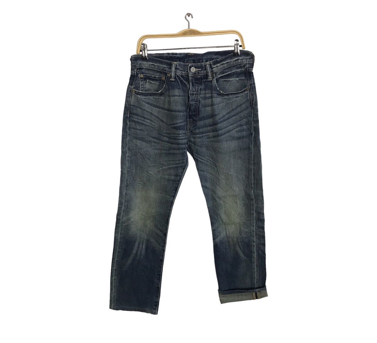 image of Levis x Levis Vintage Clothing Distressed Levi's Strauss 501 Button Fly Jeans Fits Size 31 in Indig