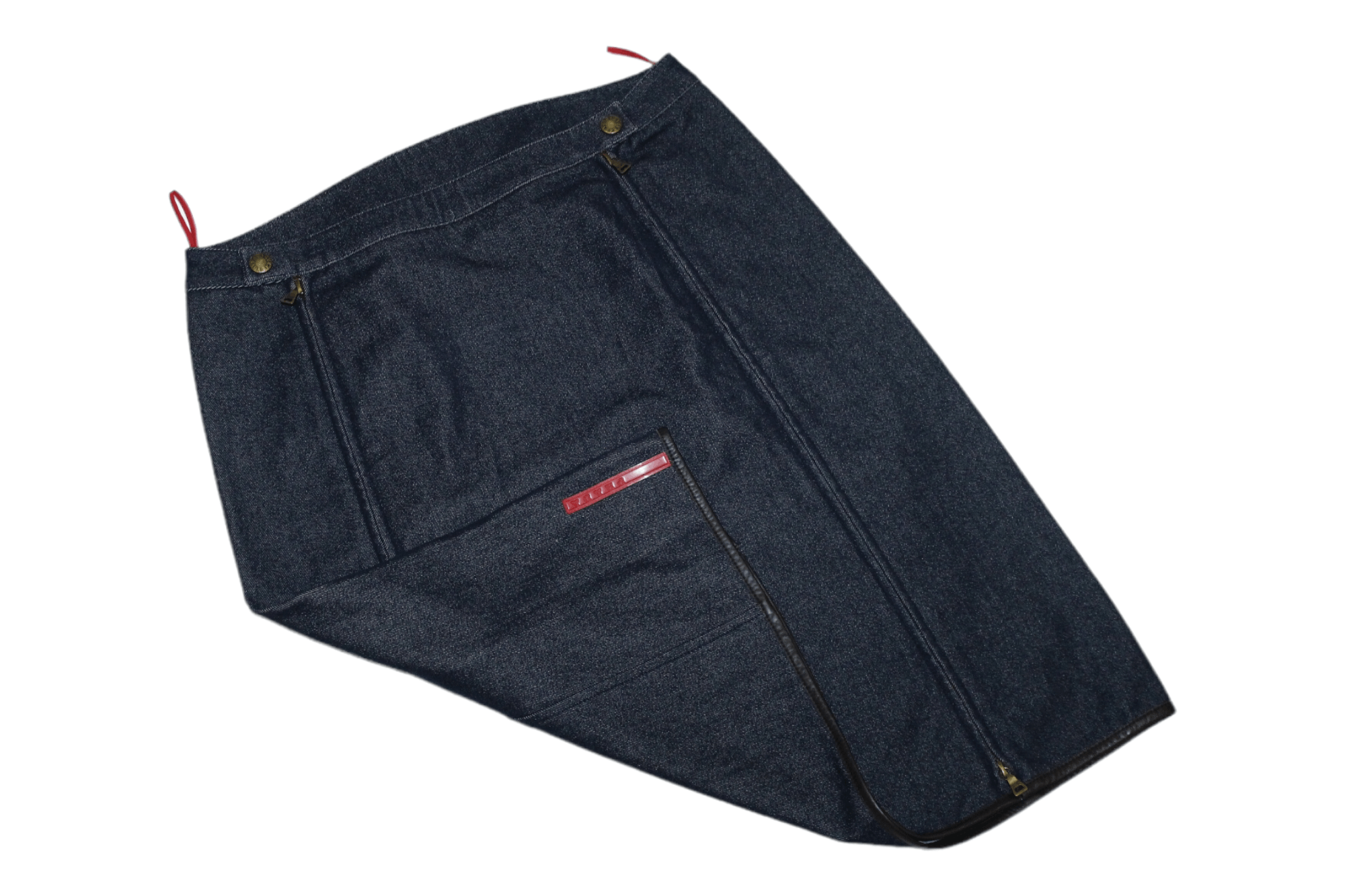 Prada Prada Milano Red Tab Full Zip Raw Denim Kilt / Midi Skirt Size 34" / US 12 / IT 48 - 1 Thumbnail