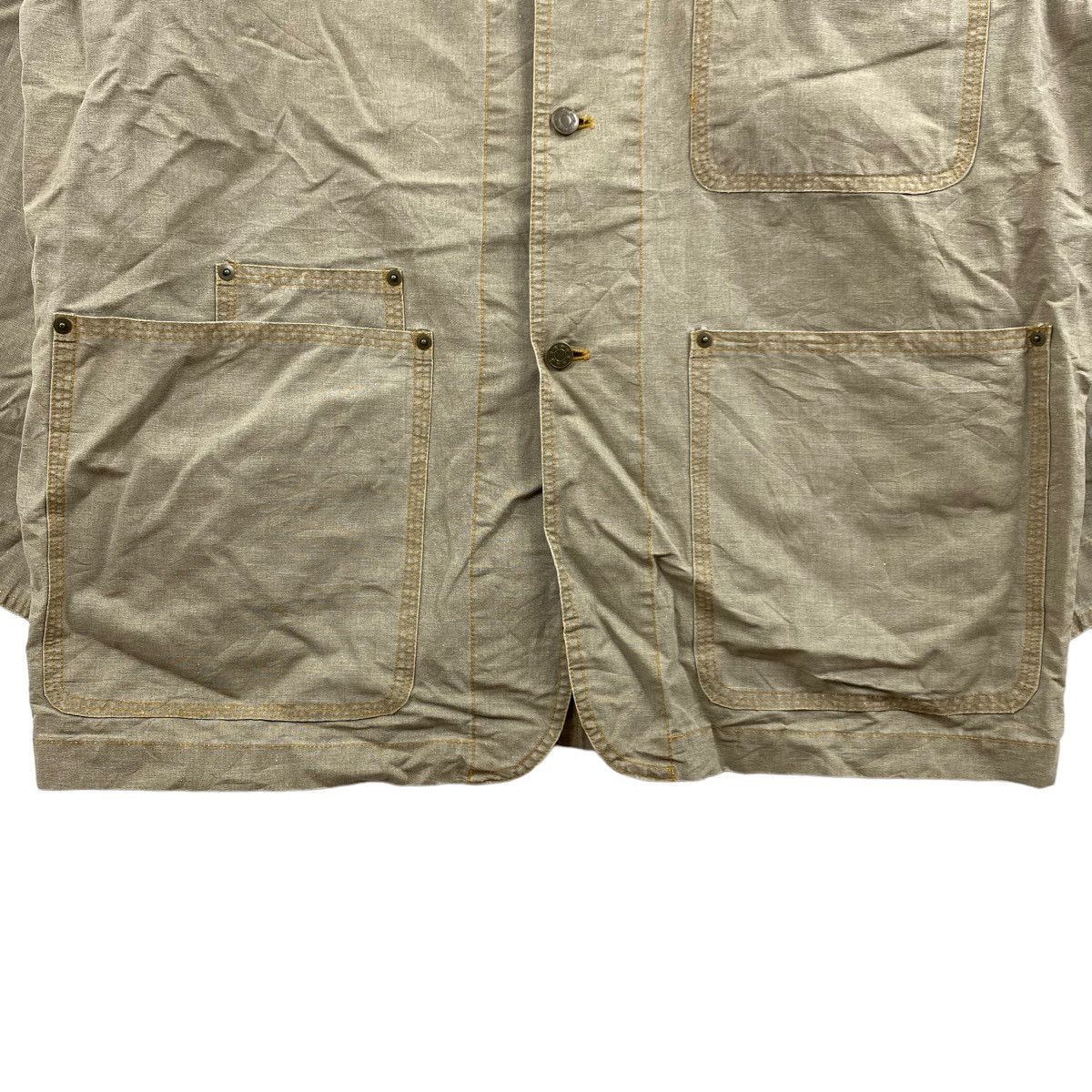 Vintage DUNWOOD COUNTRY Multi Pocket Button Up Beige Denim Jacket Size US L / EU 52-54 / 3 - 3 Thumbnail