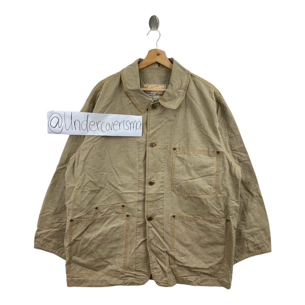 Vintage DUNWOOD COUNTRY Multi Pocket Button Up Beige Denim Jacket Size US L / EU 52-54 / 3 - 1 Thumbnail