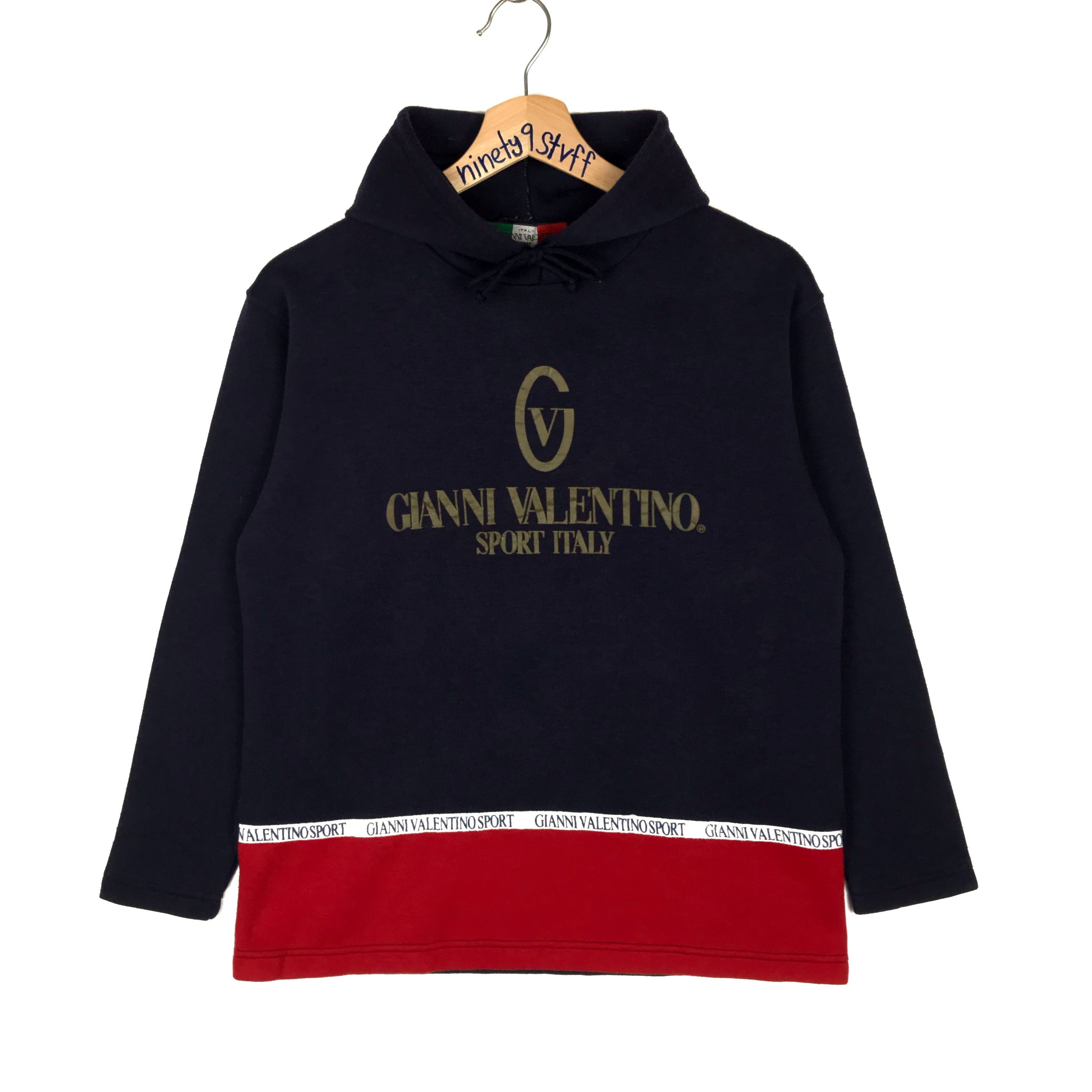 image of Vintage Gianni Valentino Hoodie in Dark Blue, Men's (Size Small)