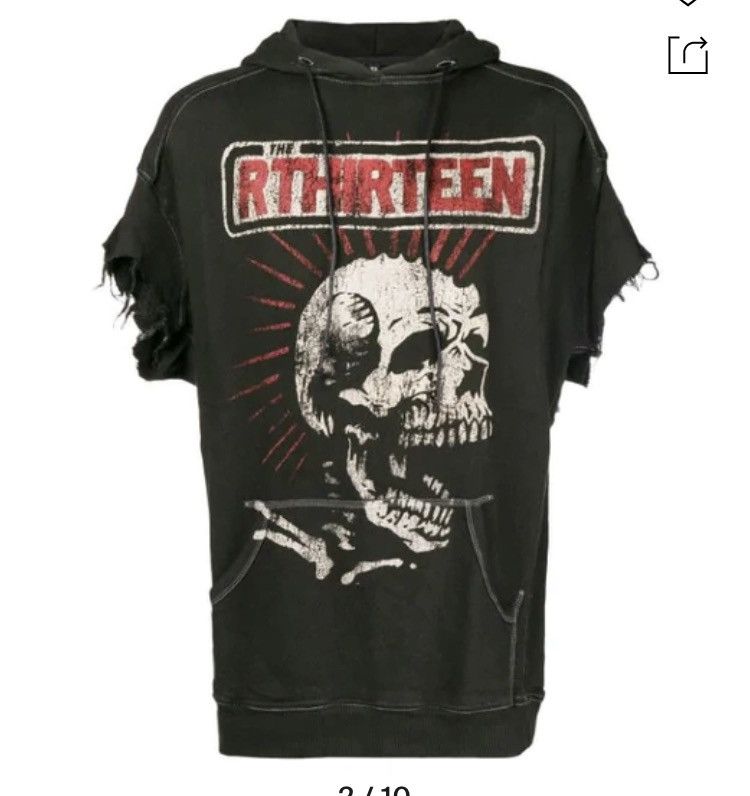 R13 Oversized cutoff sleeve hoodie. Large Size US L / EU 52-54 / 3 - 6 Thumbnail
